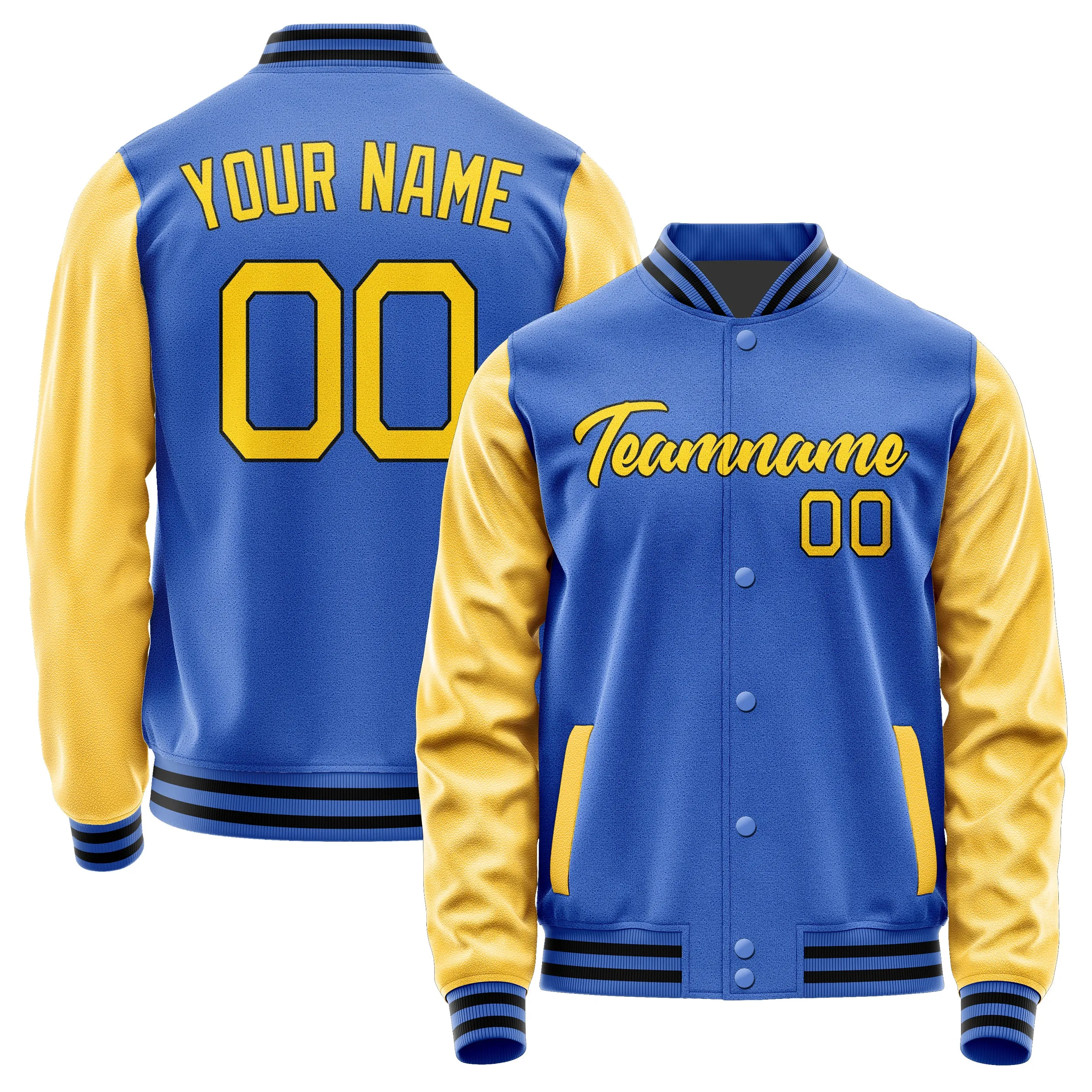 Custom Sky Blue Gold Jacket sold by Tailorly