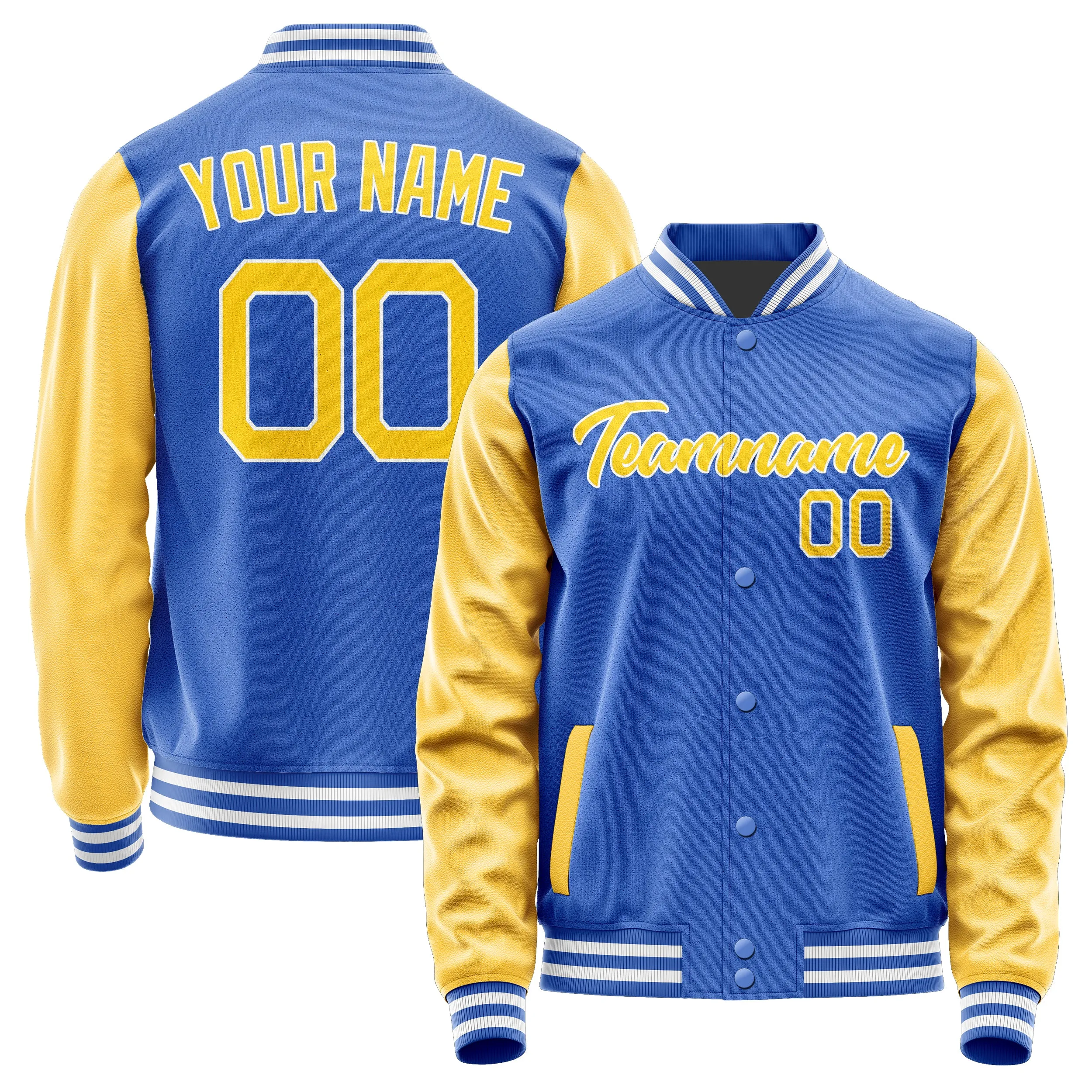 Custom Sky Blue Gold Jacket sold by Tailorly