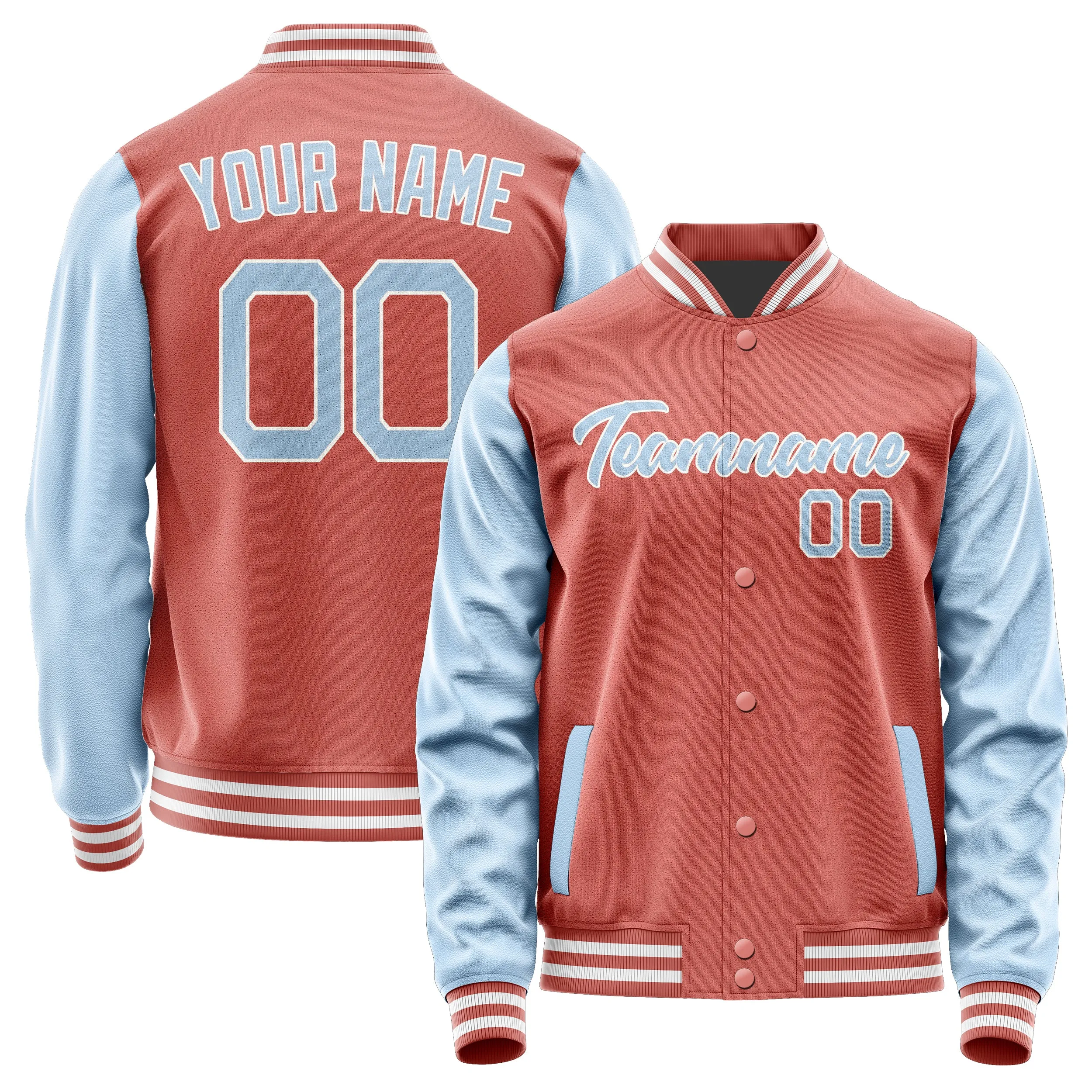 Custom Copper Rose Light Blue Jacket sold by Tailorly