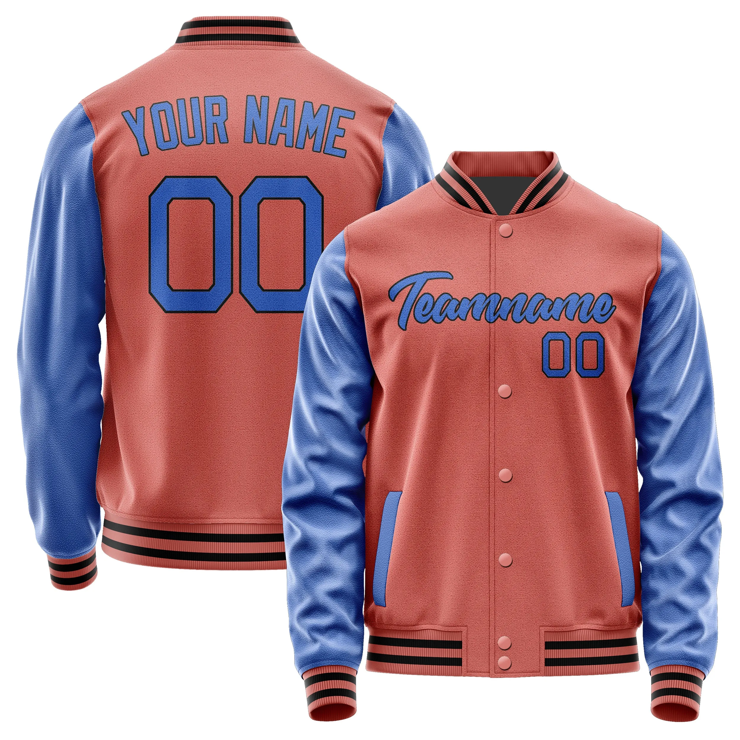 Custom Copper Rose Sky Blue Jacket sold by Tailorly
