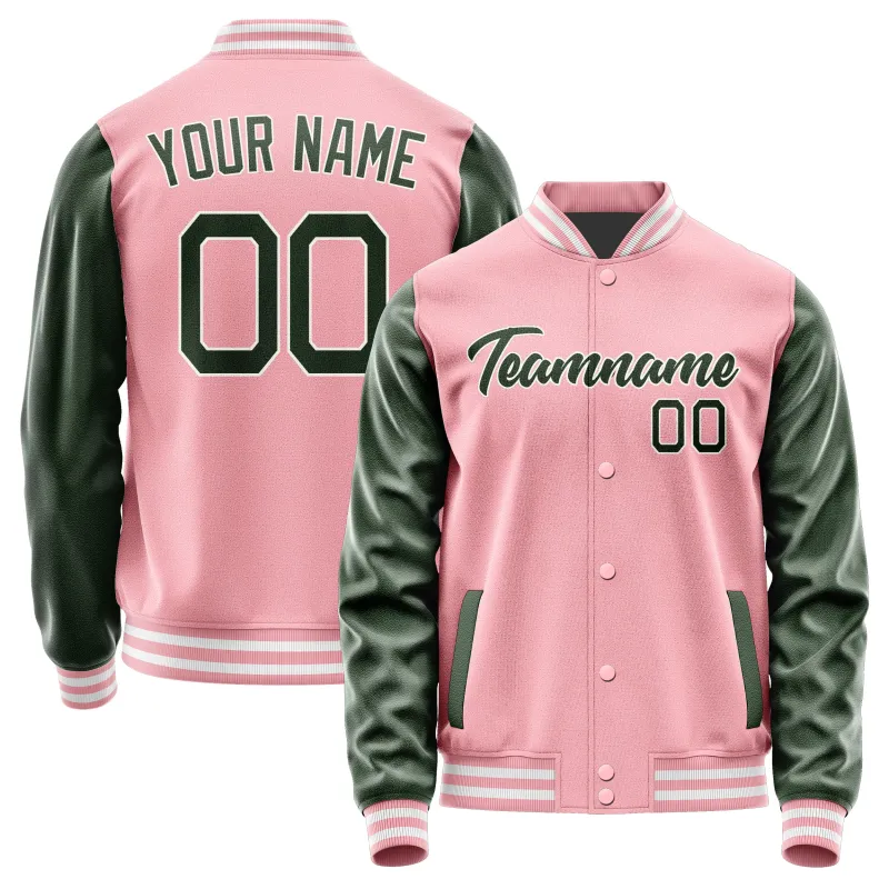 Custom Light Pink Dark Green Jacket sold by Tailorly