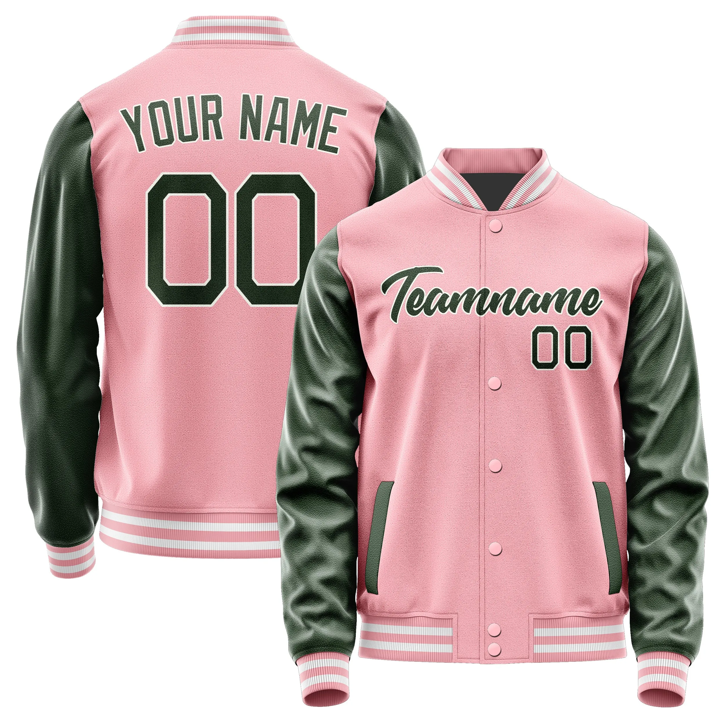 Custom Light Pink Dark Green Jacket sold by Tailorly