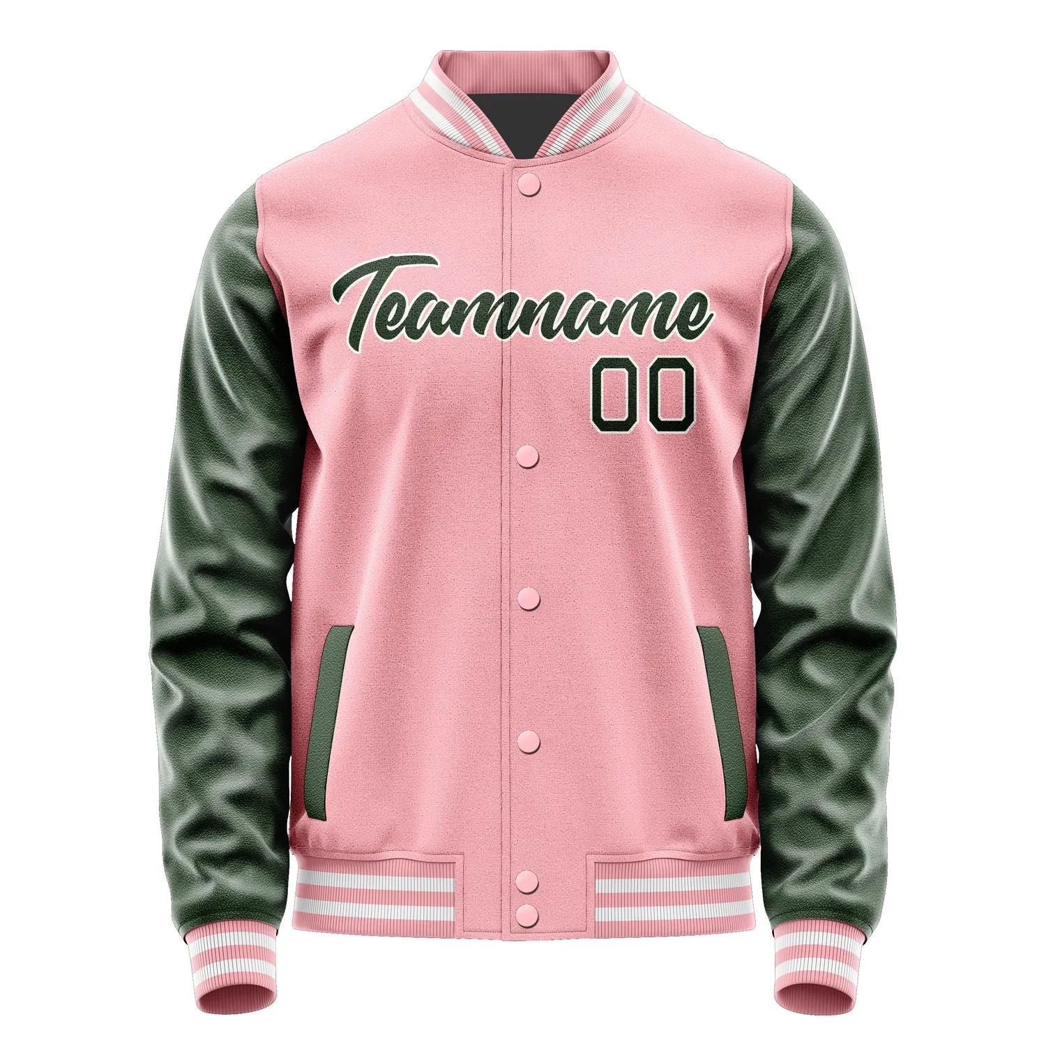 Custom Light Pink Dark Green Jacket sold by Tailorly product image thumbnail 2