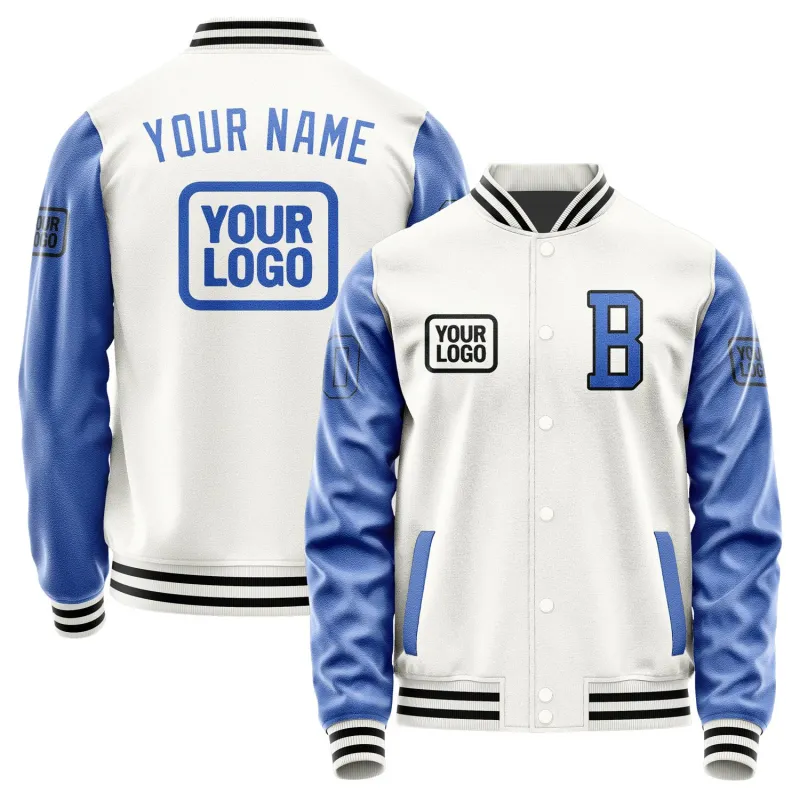Custom White Sky Blue Jacket sold by Tailorly