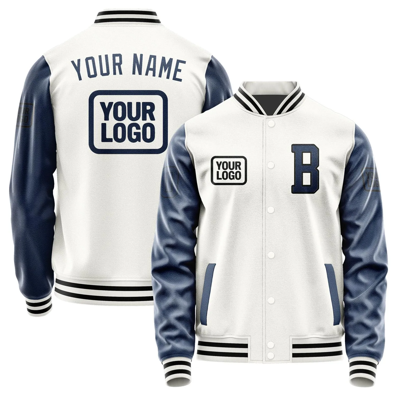 Custom White Blue Jacket sold by Tailorly
