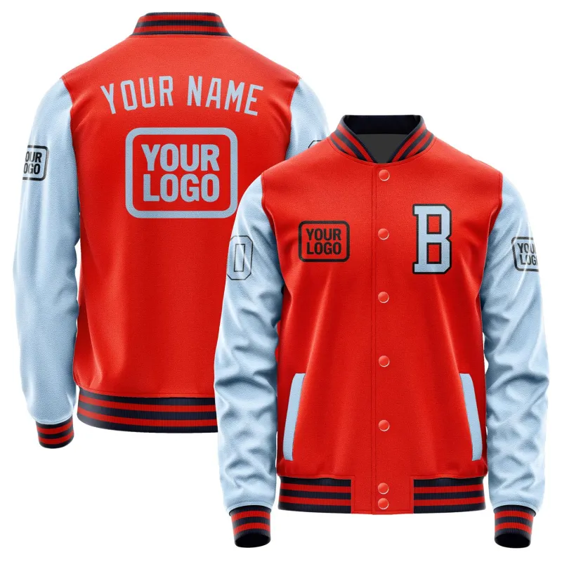 Custom Orange Red Light Blue Jacket sold by Tailorly