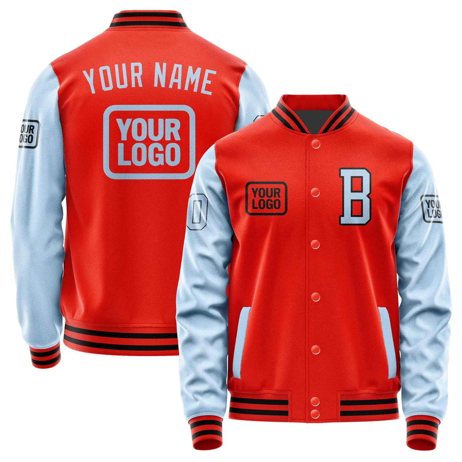 Custom Orange Red Light Blue Jacket sold by Tailorly