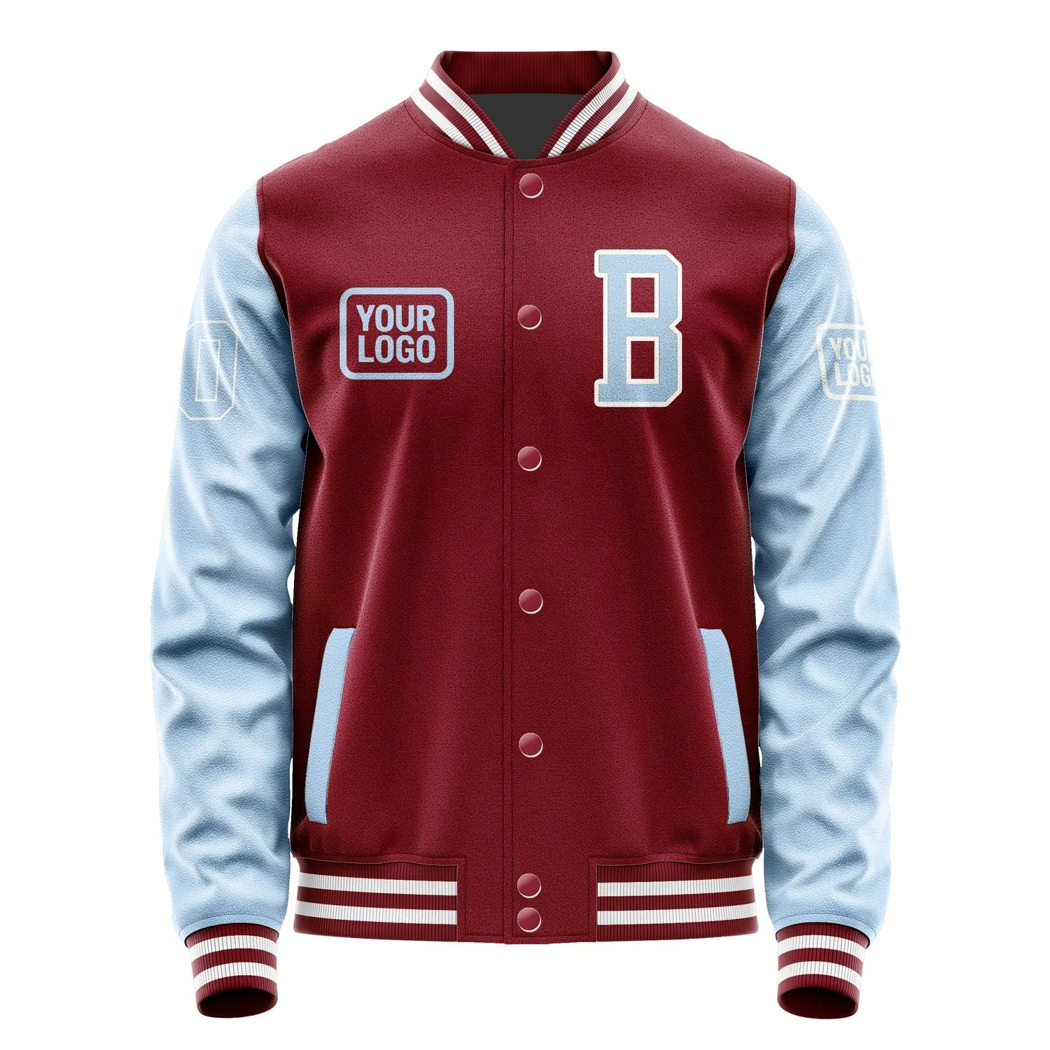 Custom Crimson Red Light Blue Jacket sold by Tailorly product image thumbnail 2