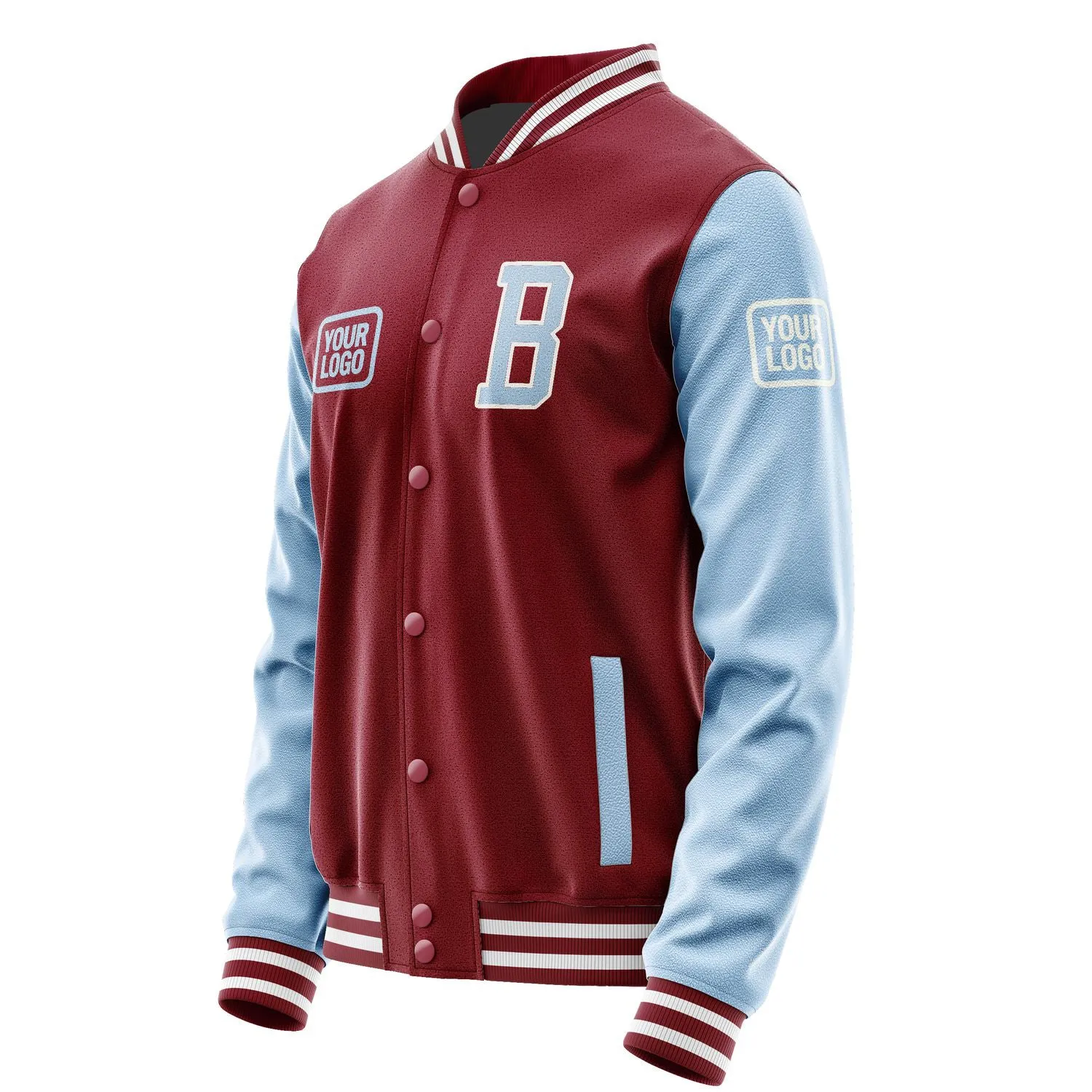 Custom Crimson Red Light Blue Jacket sold by Tailorly product image thumbnail 3
