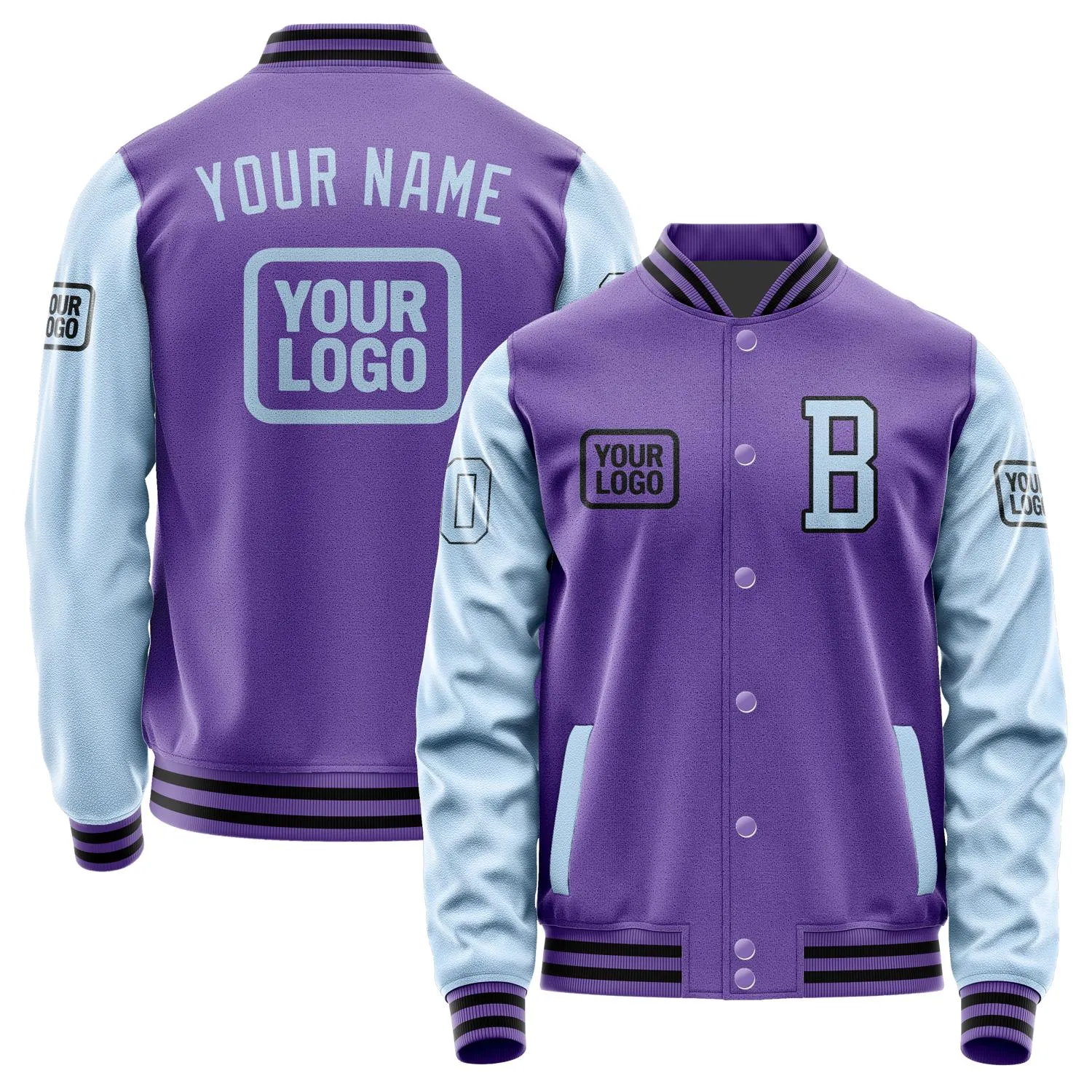 Custom Light Purple Light Blue Jacket sold by Tailorly