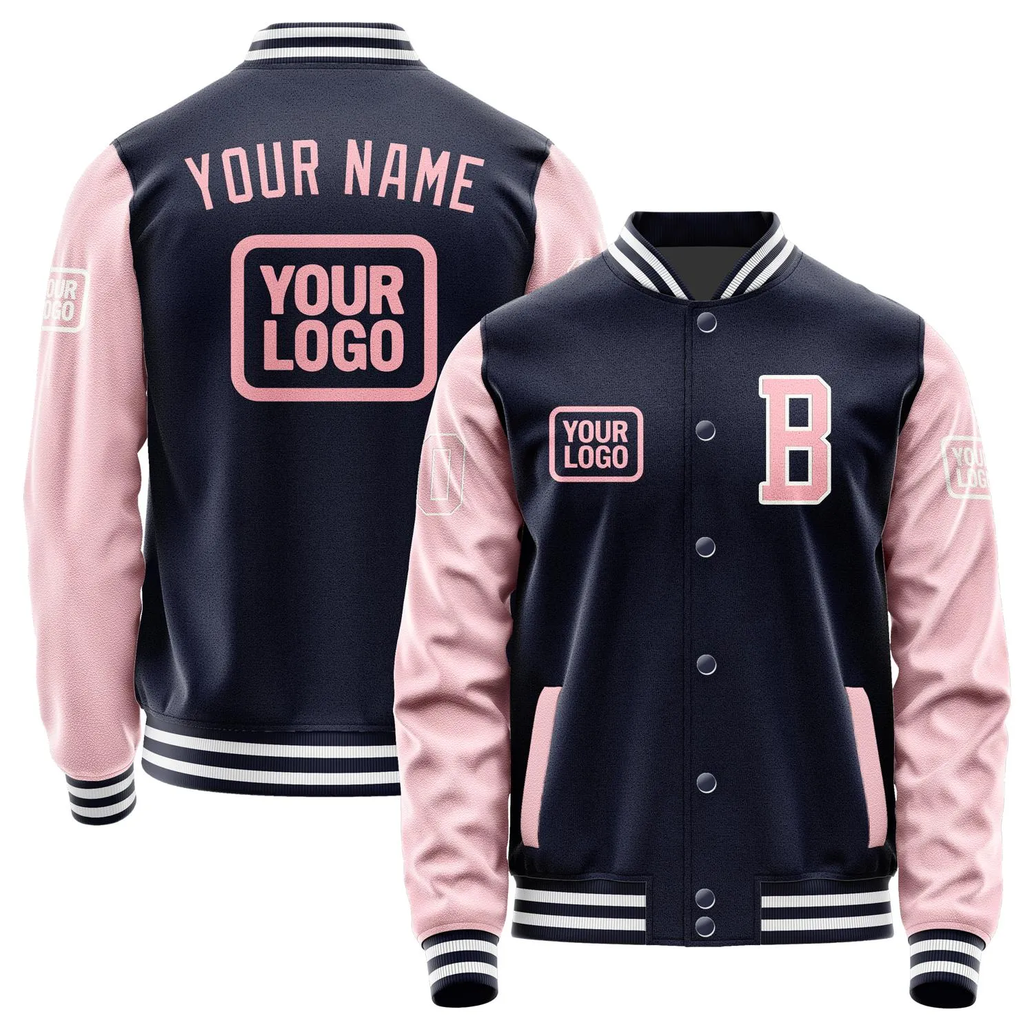 Custom Navy Light Pink Jacket sold by Tailorly