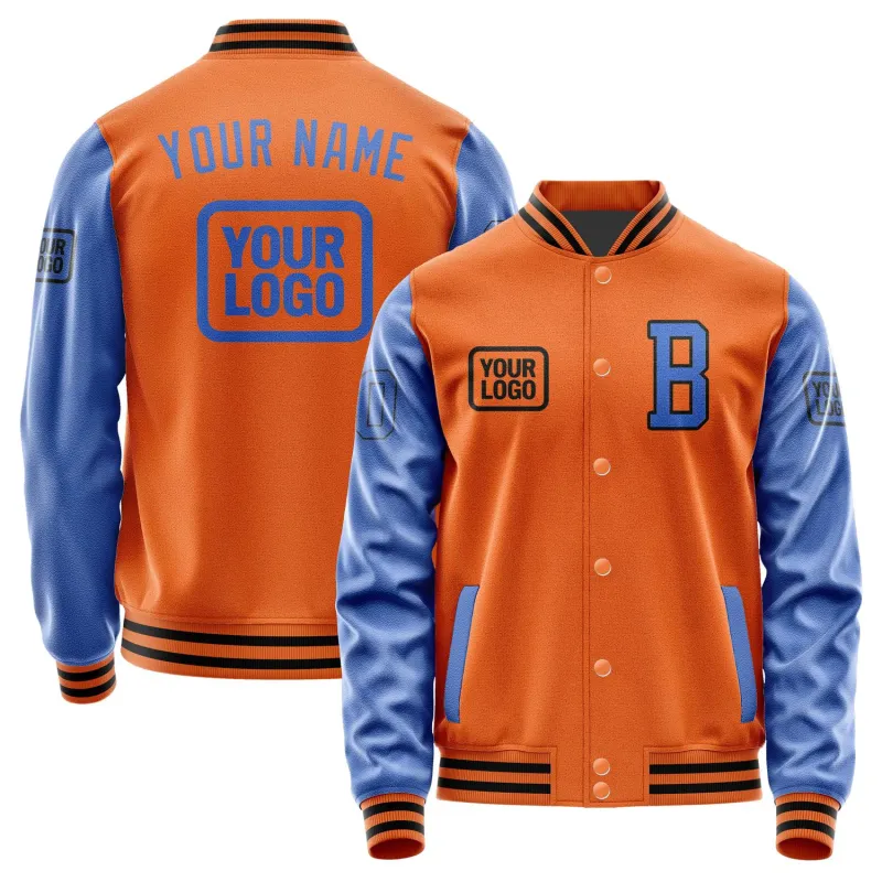 Custom Orange Sky Blue Jacket sold by Tailorly