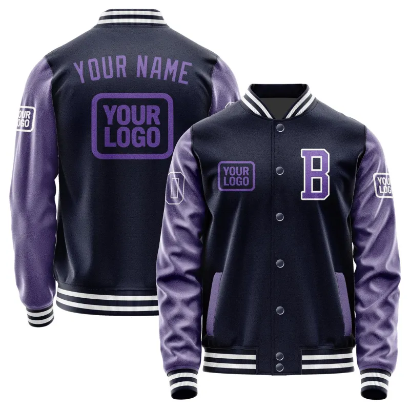 Custom Navy Light Purple Jacket sold by Tailorly