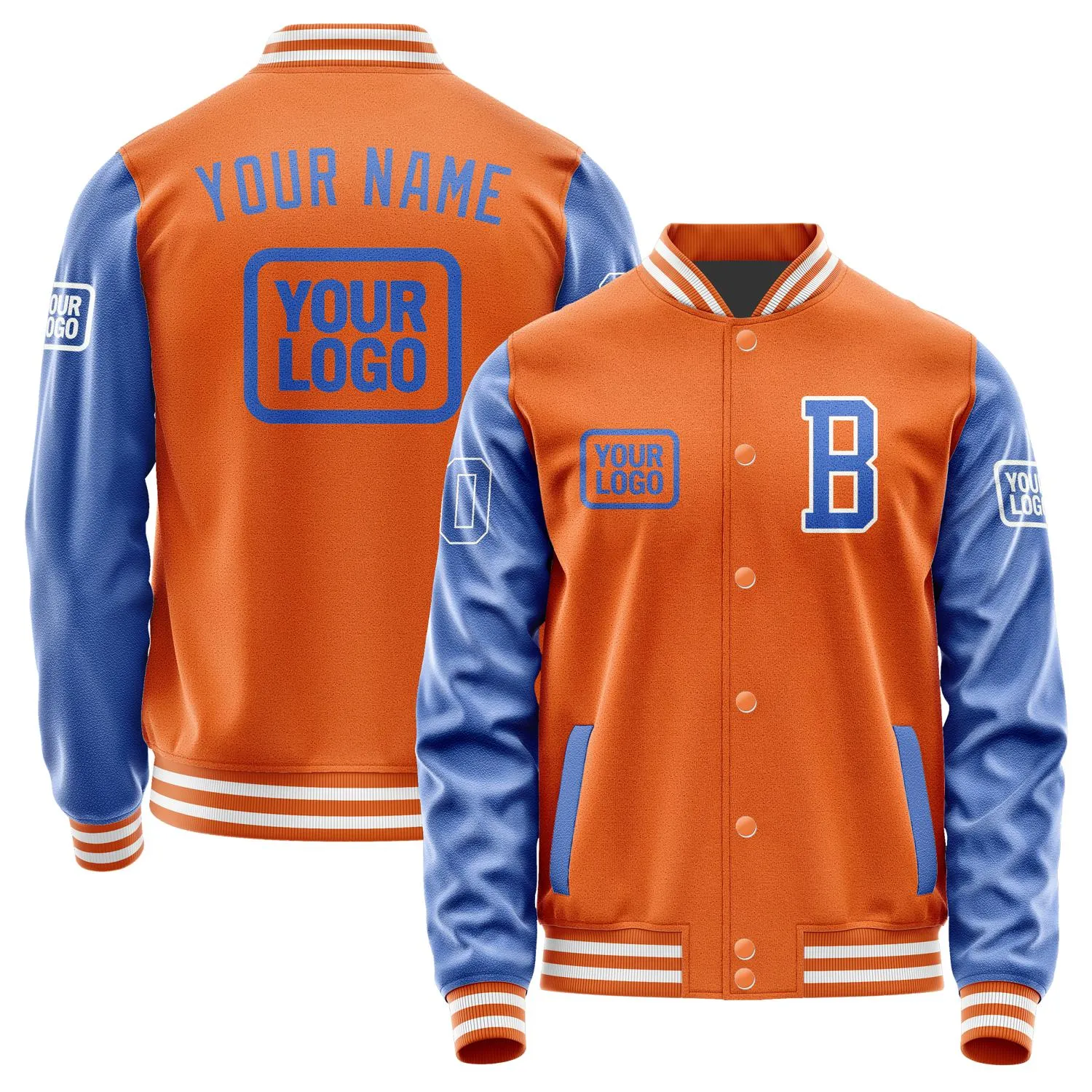 Custom Orange Sky Blue Jacket sold by Tailorly