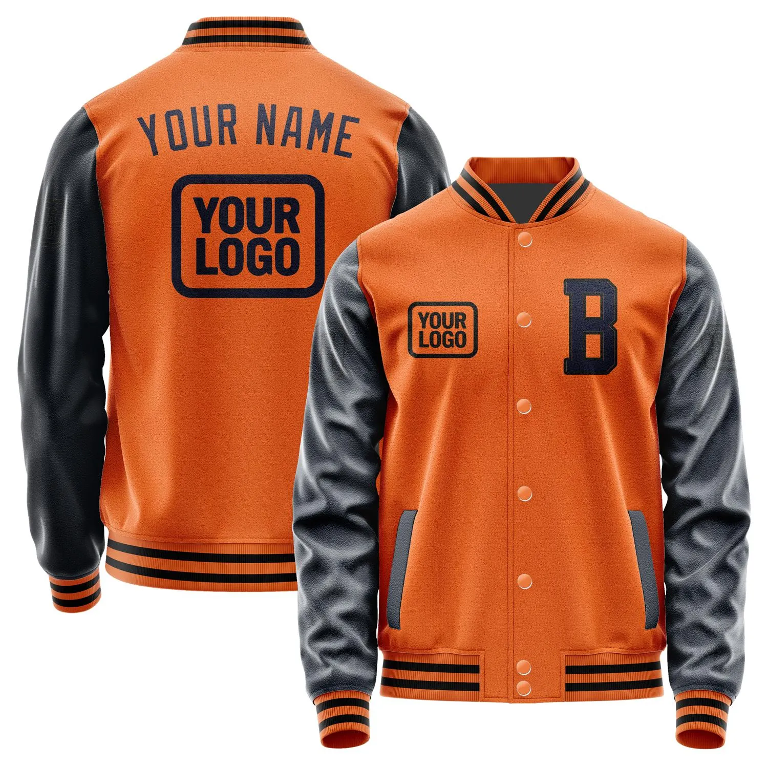Custom Orange Navy Jacket sold by Tailorly