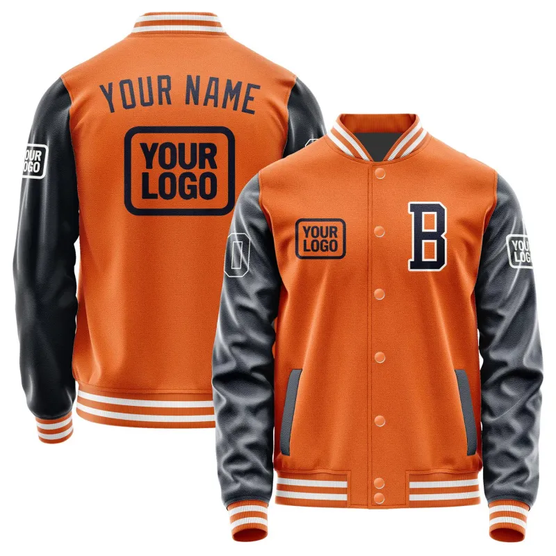 Custom Orange Navy Jacket sold by Tailorly
