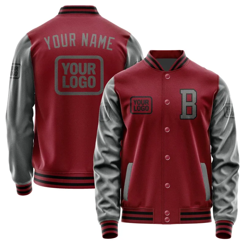 Custom Crimson Red Dark Grey Jacket sold by Tailorly