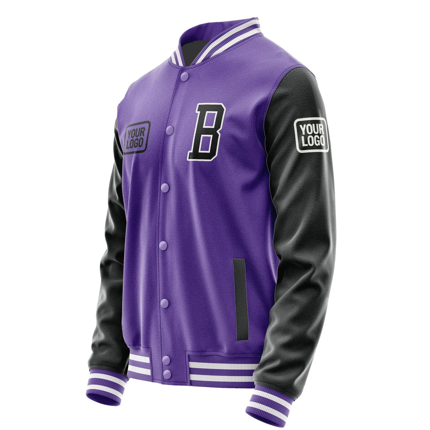 Custom Light Purple Black Jacket sold by Tailorly product image thumbnail 3