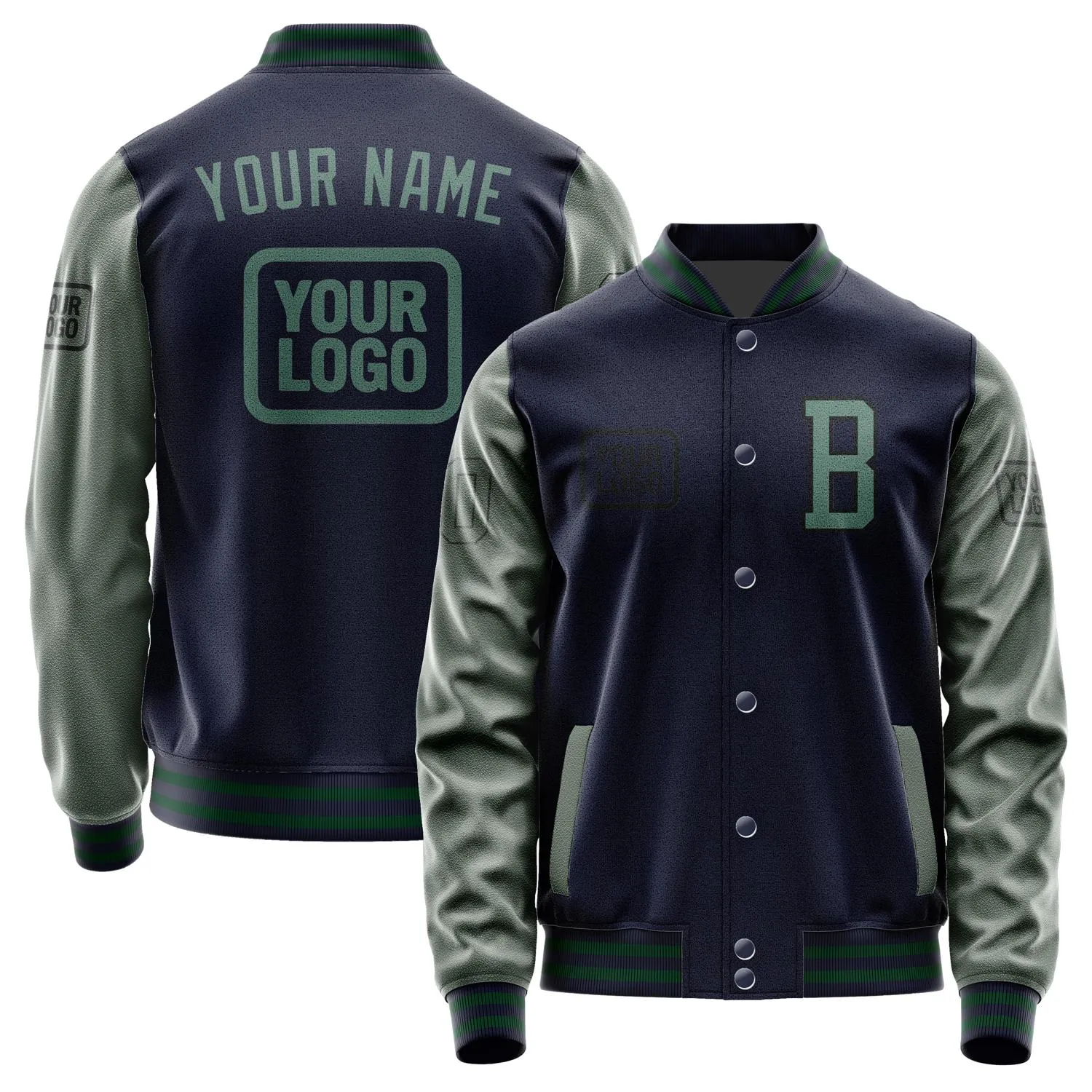 Custom Navy Blue Green Jacket sold by Tailorly
