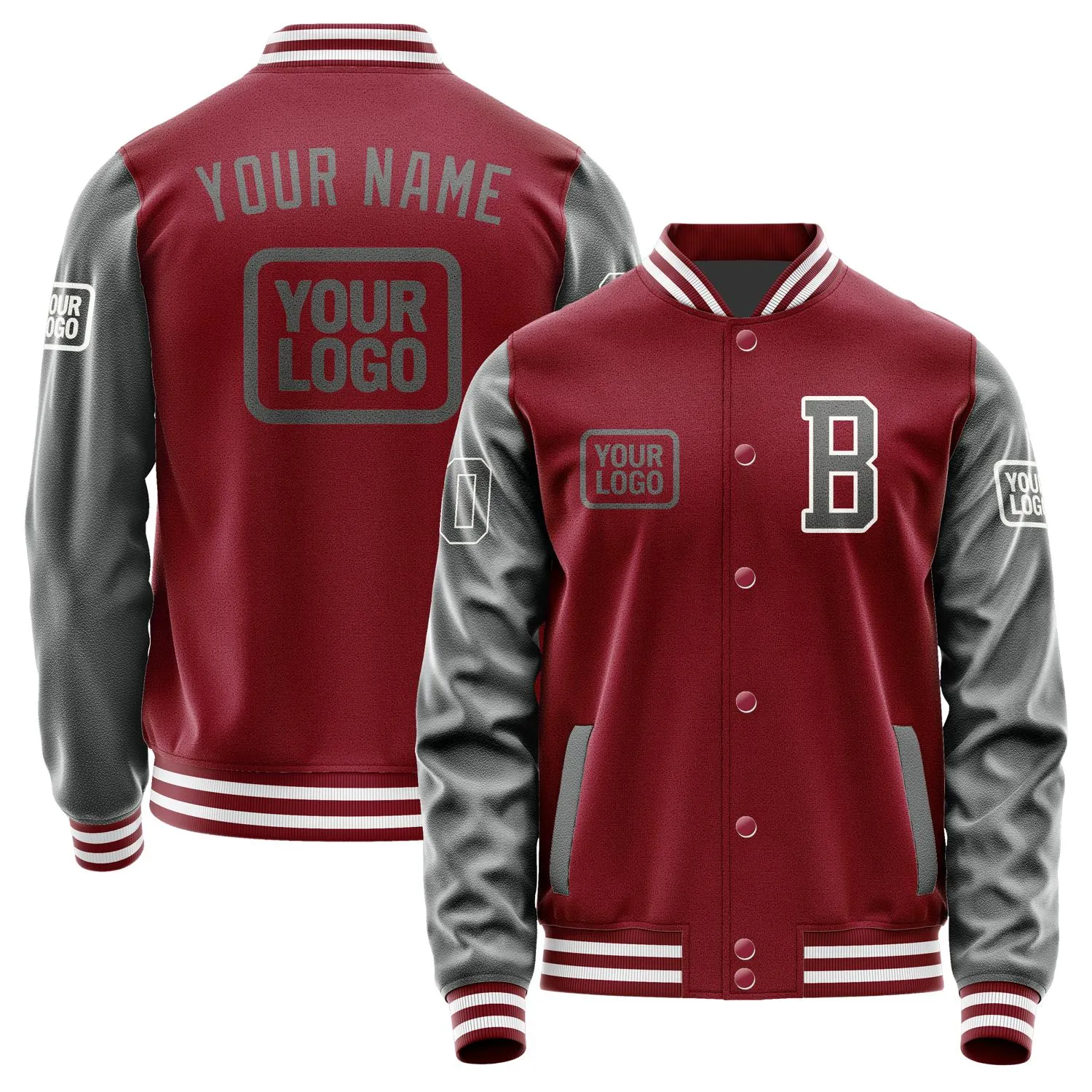 Custom Crimson Red Dark Grey Jacket sold by Tailorly