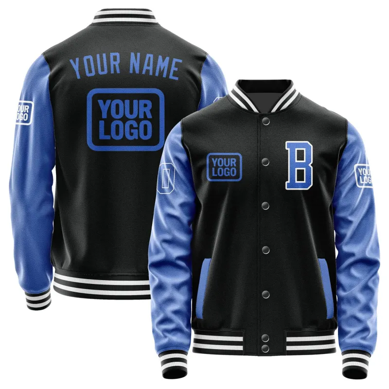 Custom Black Sky Blue Jacket sold by Tailorly