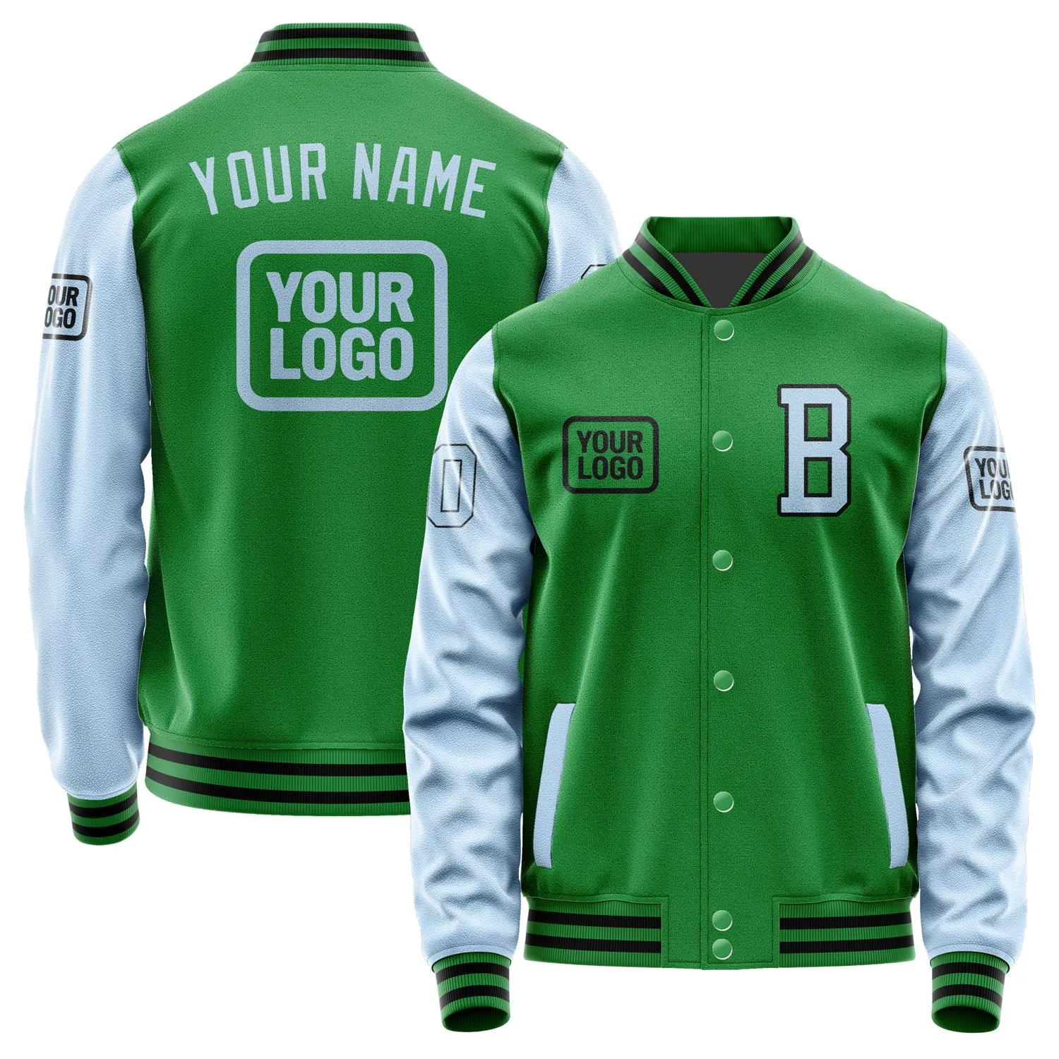 Custom Emerald Green Light Blue Jacket sold by Tailorly