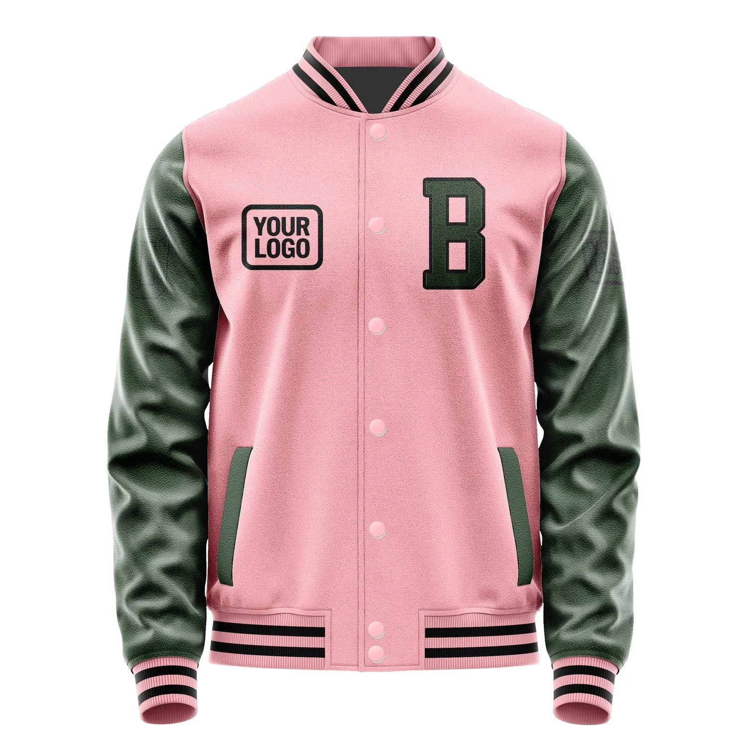 Custom Light Pink Dark Green Jacket sold by Tailorly product image thumbnail 2