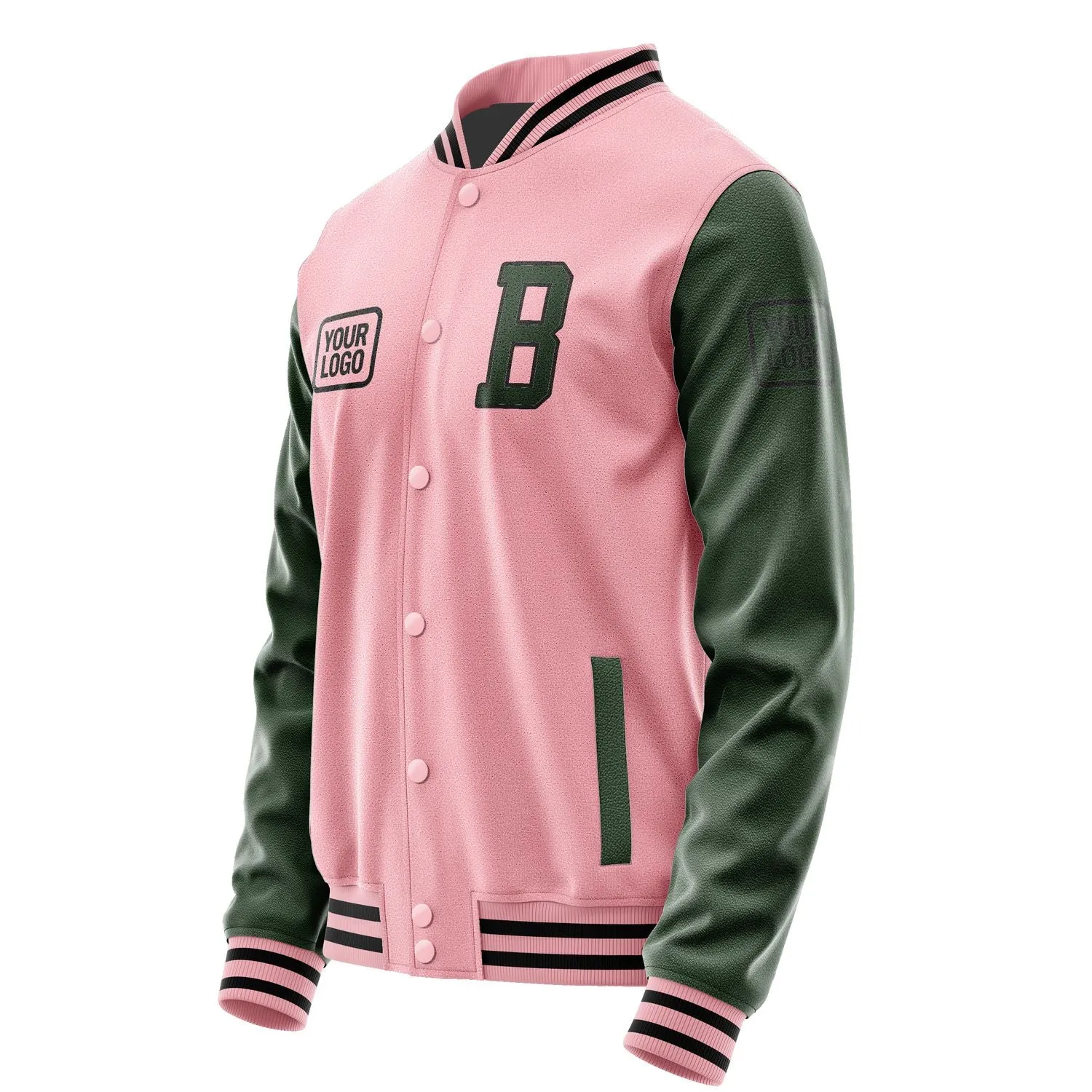 Custom Light Pink Dark Green Jacket sold by Tailorly product image thumbnail 3