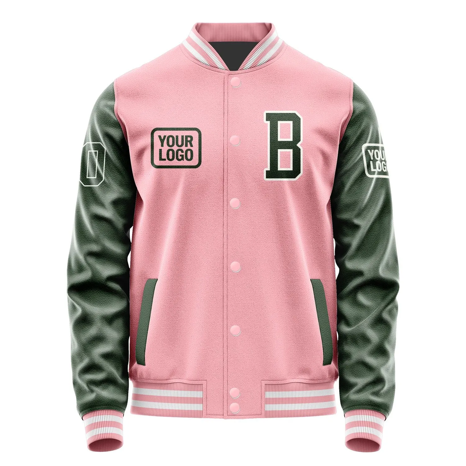 Custom Light Pink Dark Green Jacket sold by Tailorly product image thumbnail 2