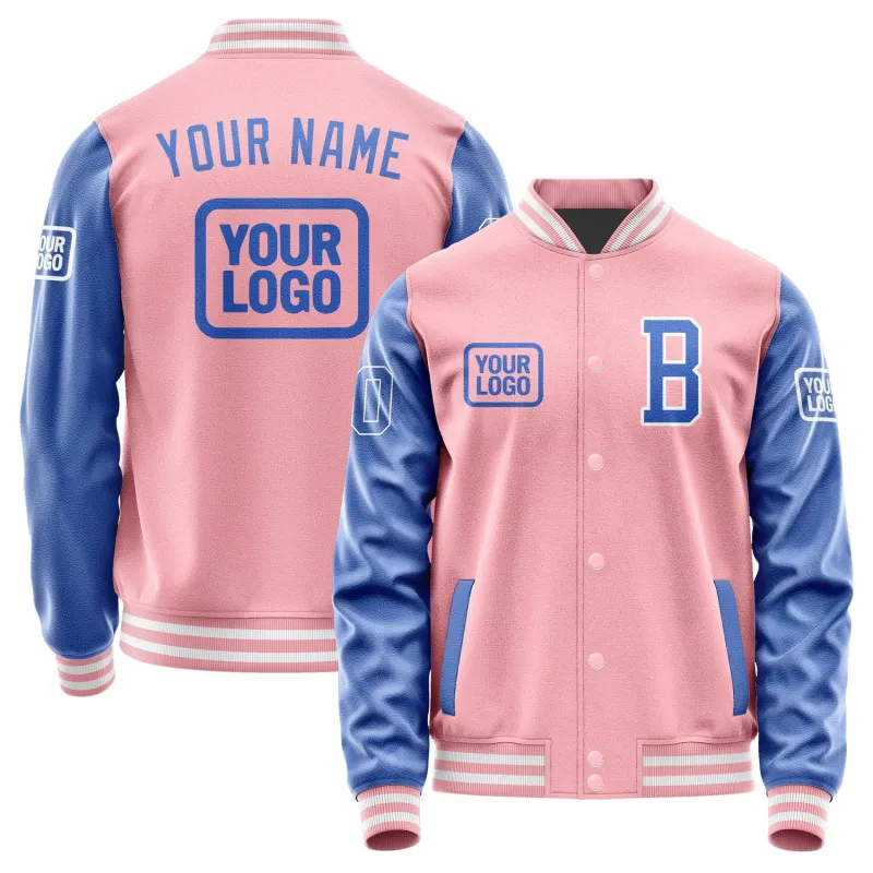 Custom Light Pink Sky Blue Jacket sold by Tailorly