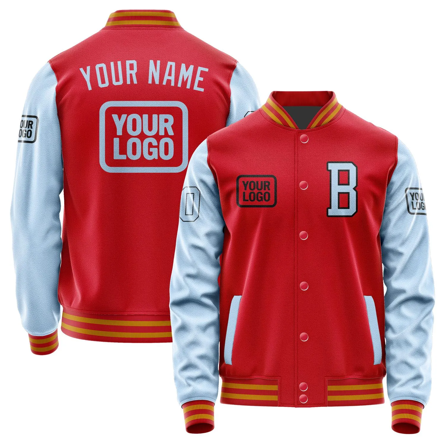 Custom Red Light Blue Jacket sold by Tailorly