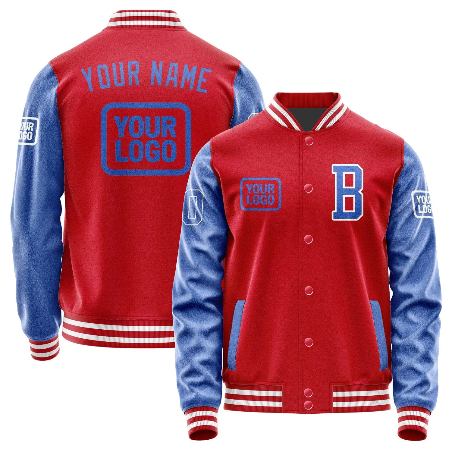 Custom Red Sky Blue Jacket sold by Tailorly