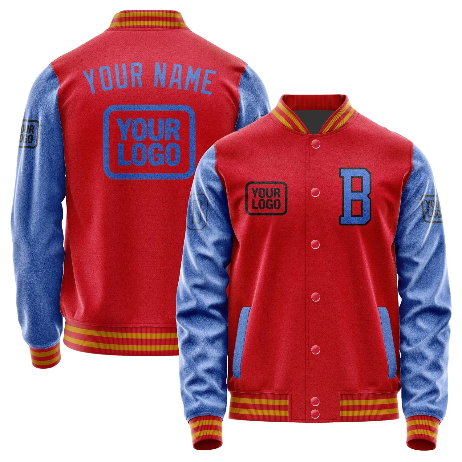 Custom Red Sky Blue Jacket sold by Tailorly