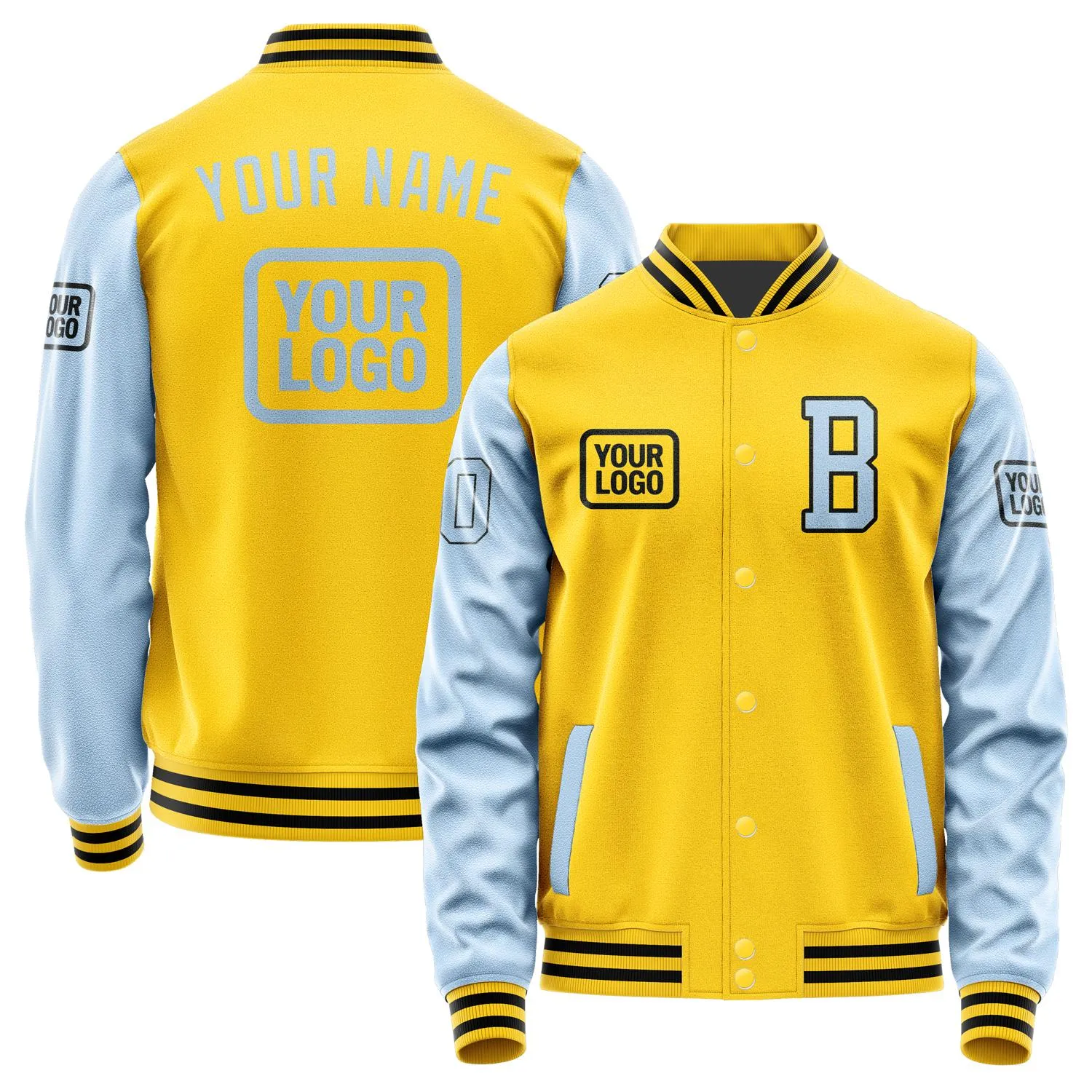 Custom Gold Light Blue Jacket sold by Tailorly