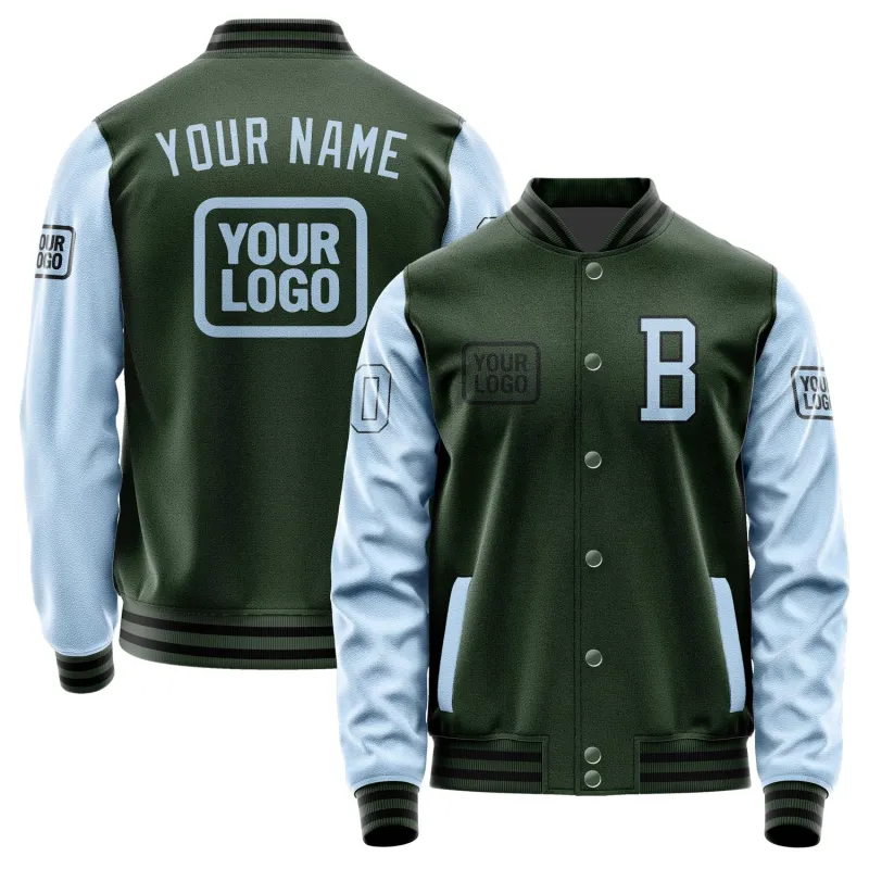 Custom Dark Green Light Blue Jacket sold by Tailorly