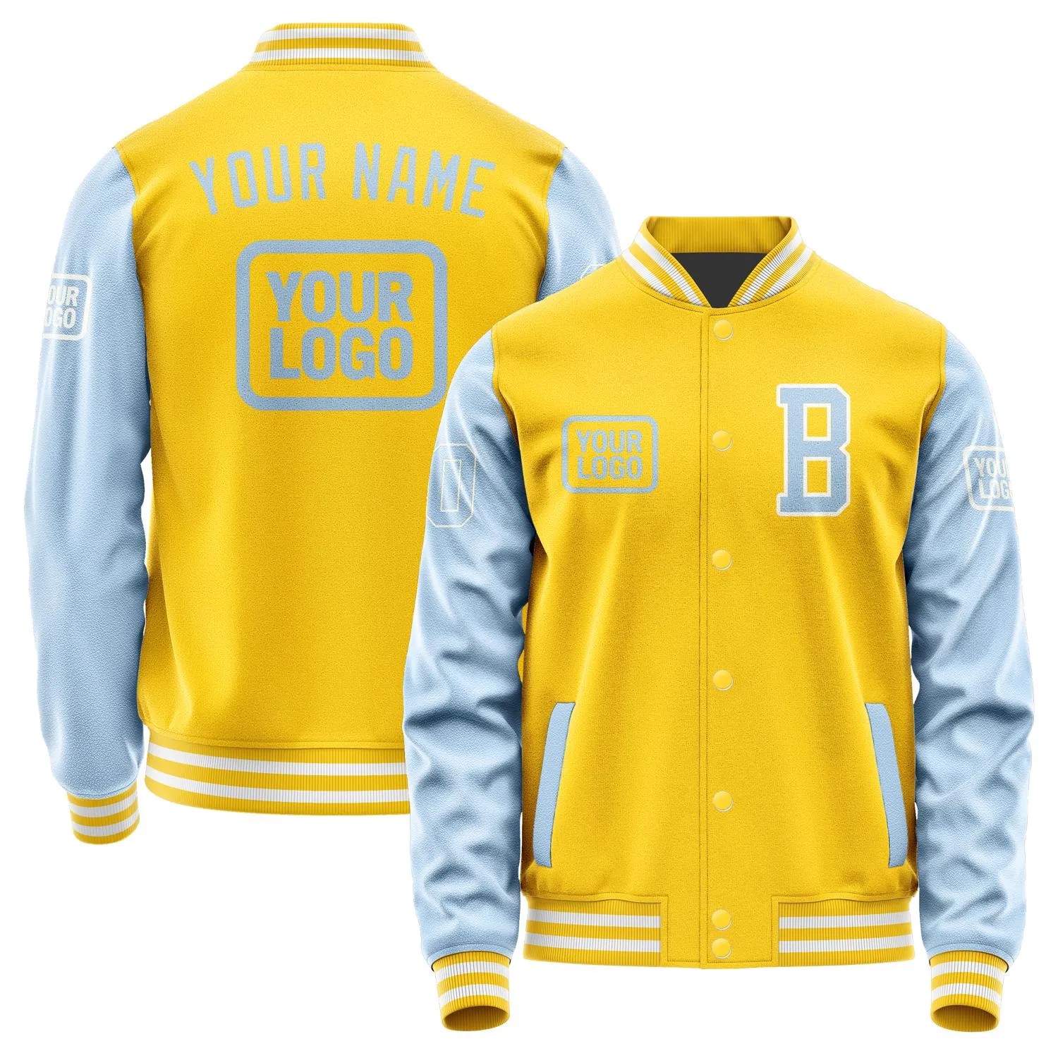 Custom Gold Light Blue Jacket sold by Tailorly