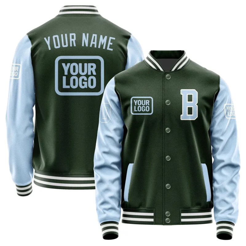 Custom Dark Green Light Blue Jacket sold by Tailorly
