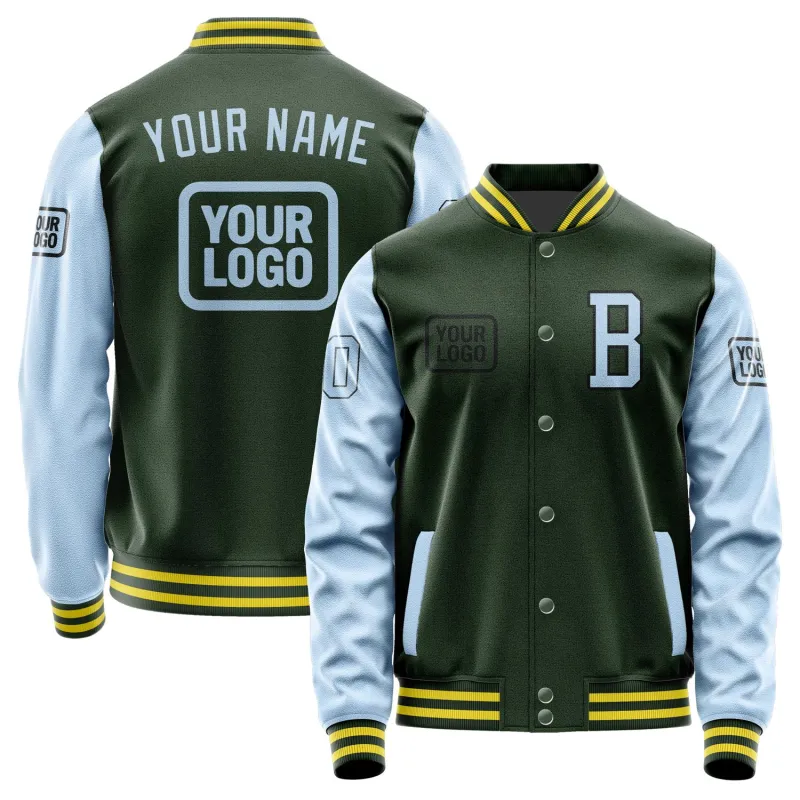 Custom Dark Green Light Blue Jacket sold by Tailorly