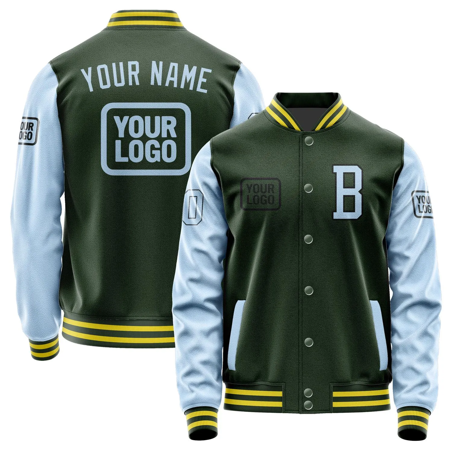Custom Dark Green Light Blue Jacket sold by Tailorly