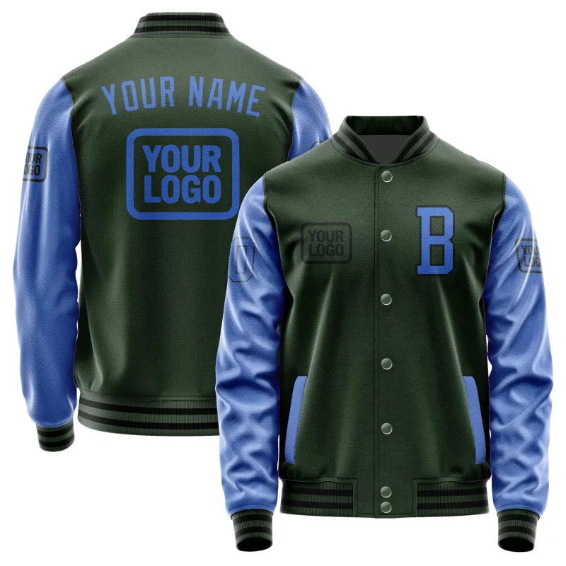 Custom Dark Green Sky Blue Jacket sold by Tailorly