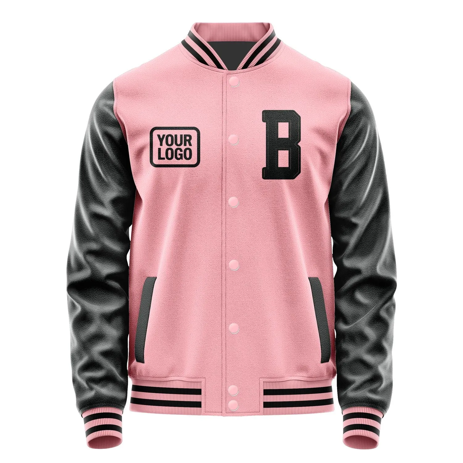Custom Light Pink Black Jacket sold by Tailorly product image thumbnail 2