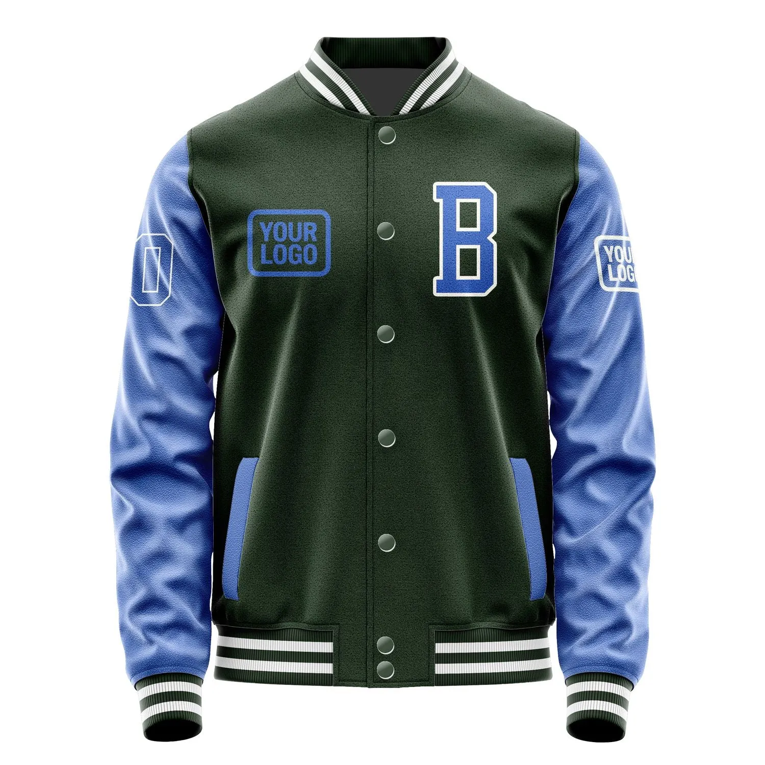 Custom Dark Green Sky Blue Jacket sold by Tailorly product image thumbnail 2