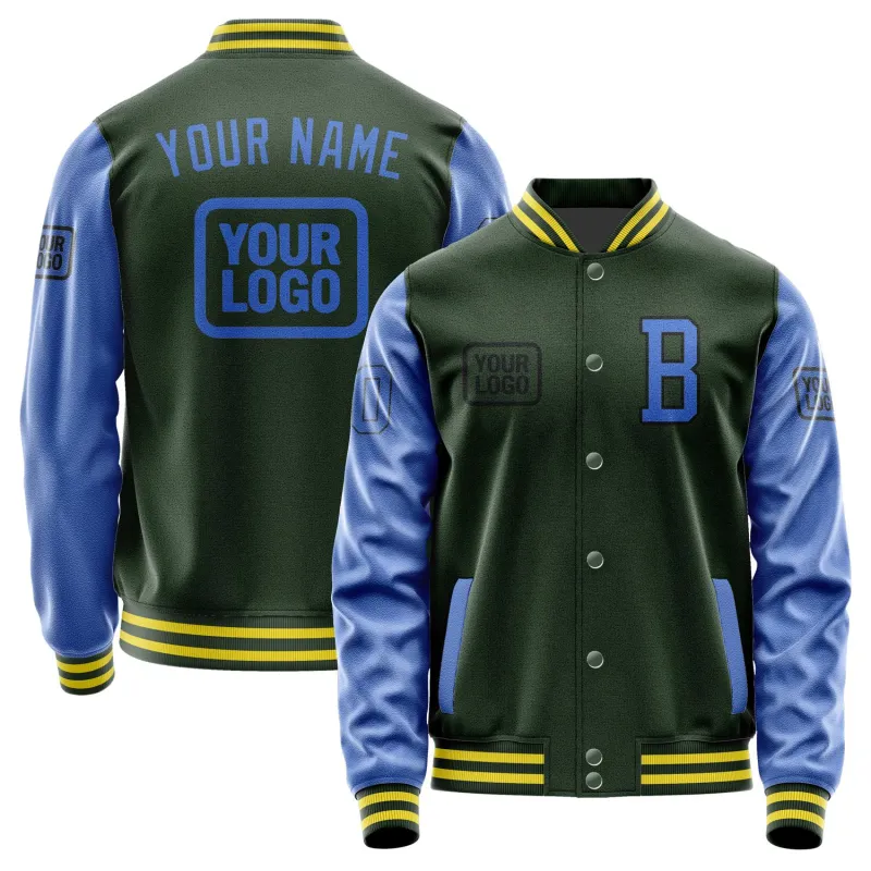 Custom Dark Green Sky Blue Jacket sold by Tailorly
