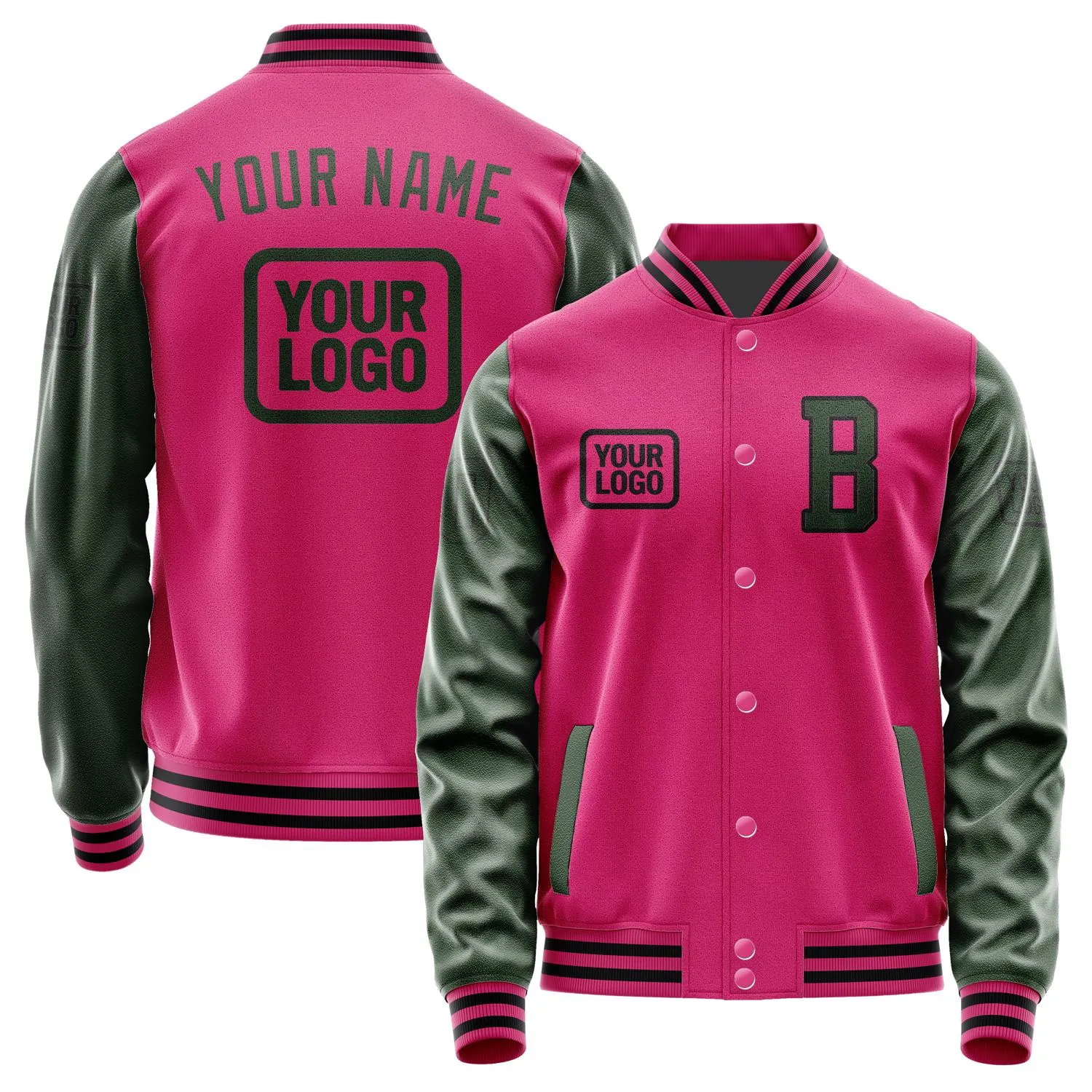 Custom Pink Dark Green Jacket sold by Tailorly