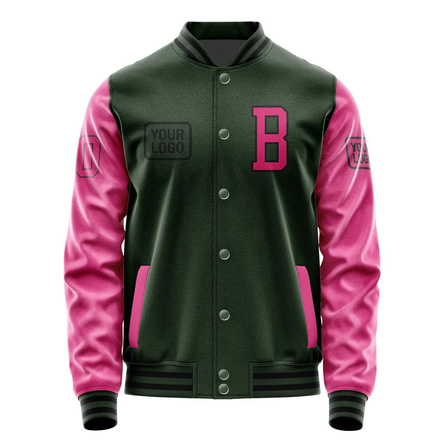 Custom Dark Green Pink Jacket sold by Tailorly product image thumbnail 2