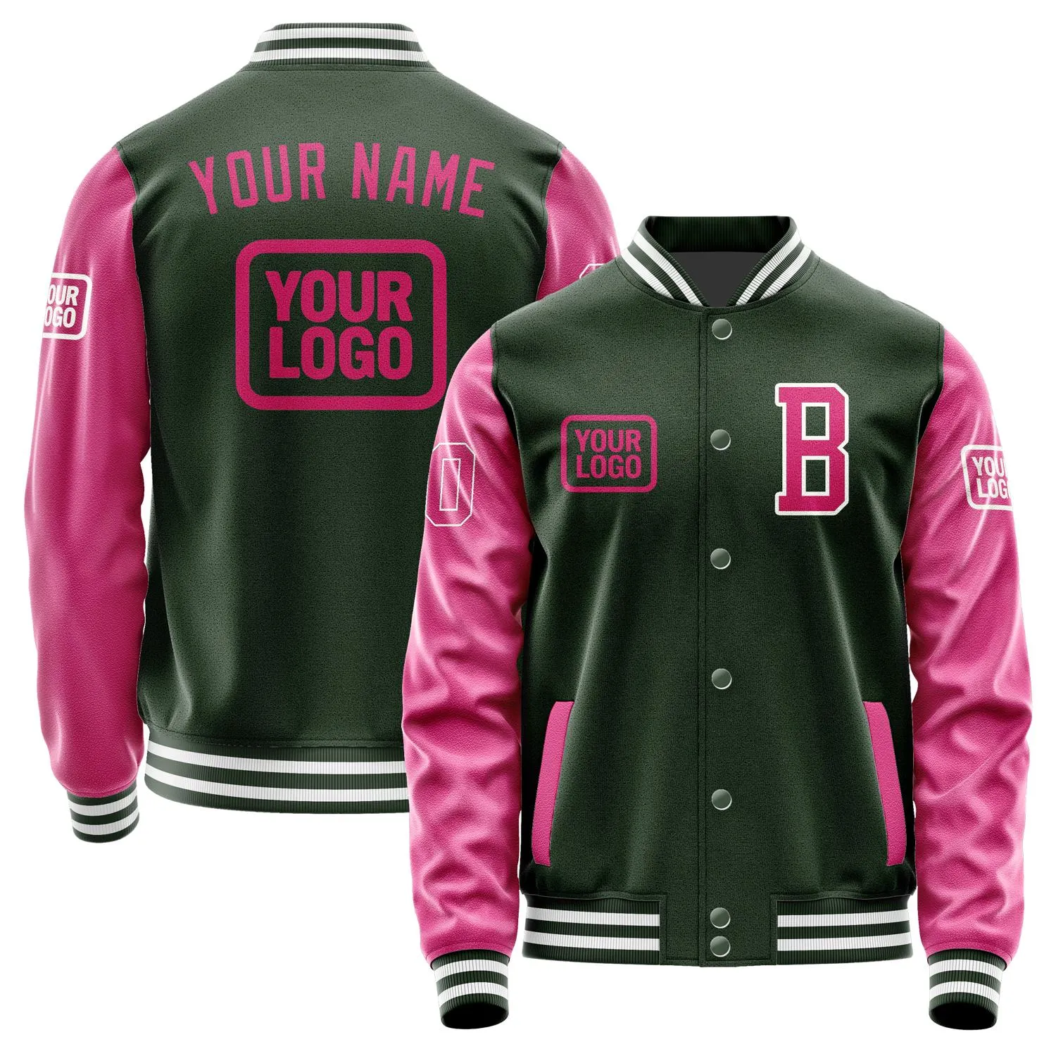 Custom Dark Green Pink Jacket sold by Tailorly