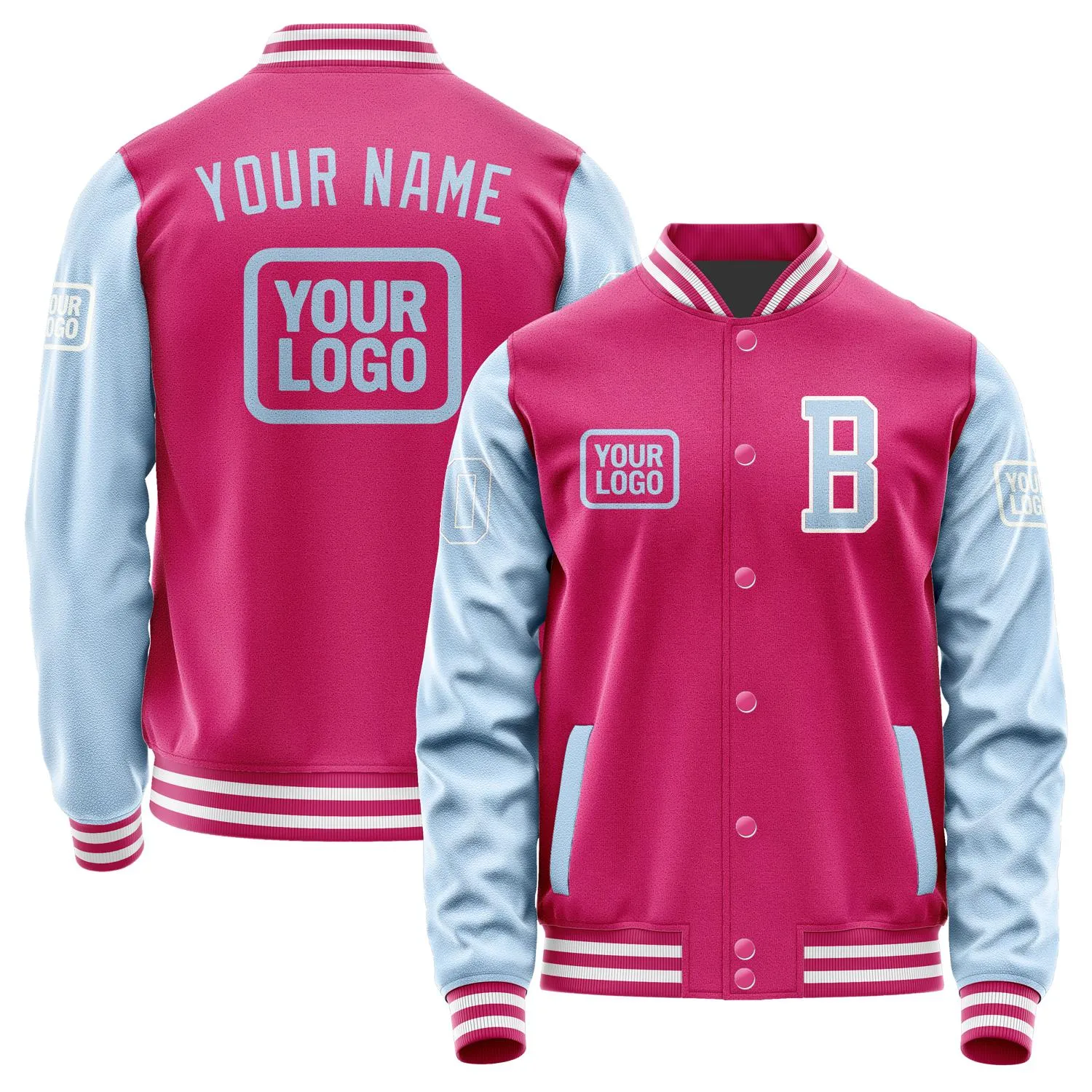 Custom Pink Light Blue Jacket sold by Tailorly