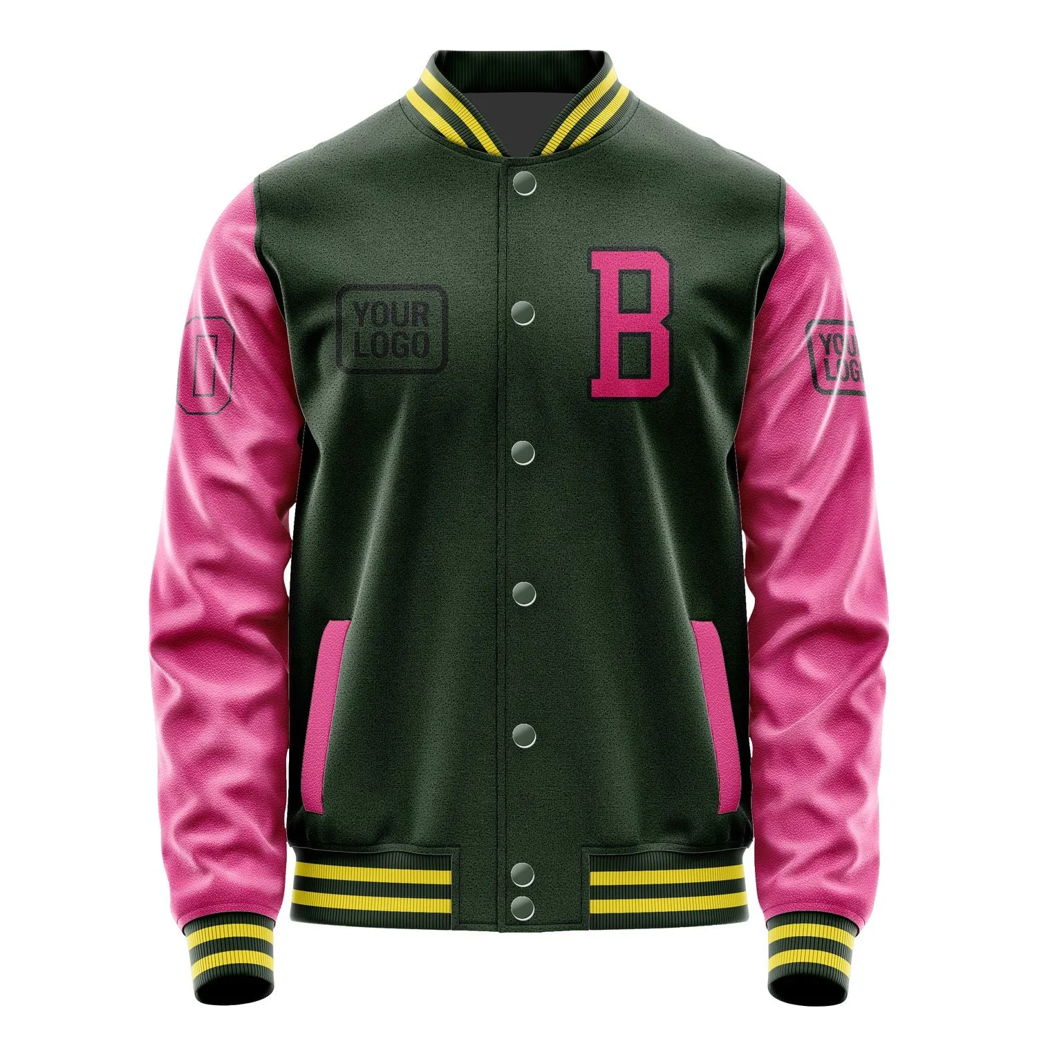Custom Dark Green Pink Jacket sold by Tailorly product image thumbnail 2