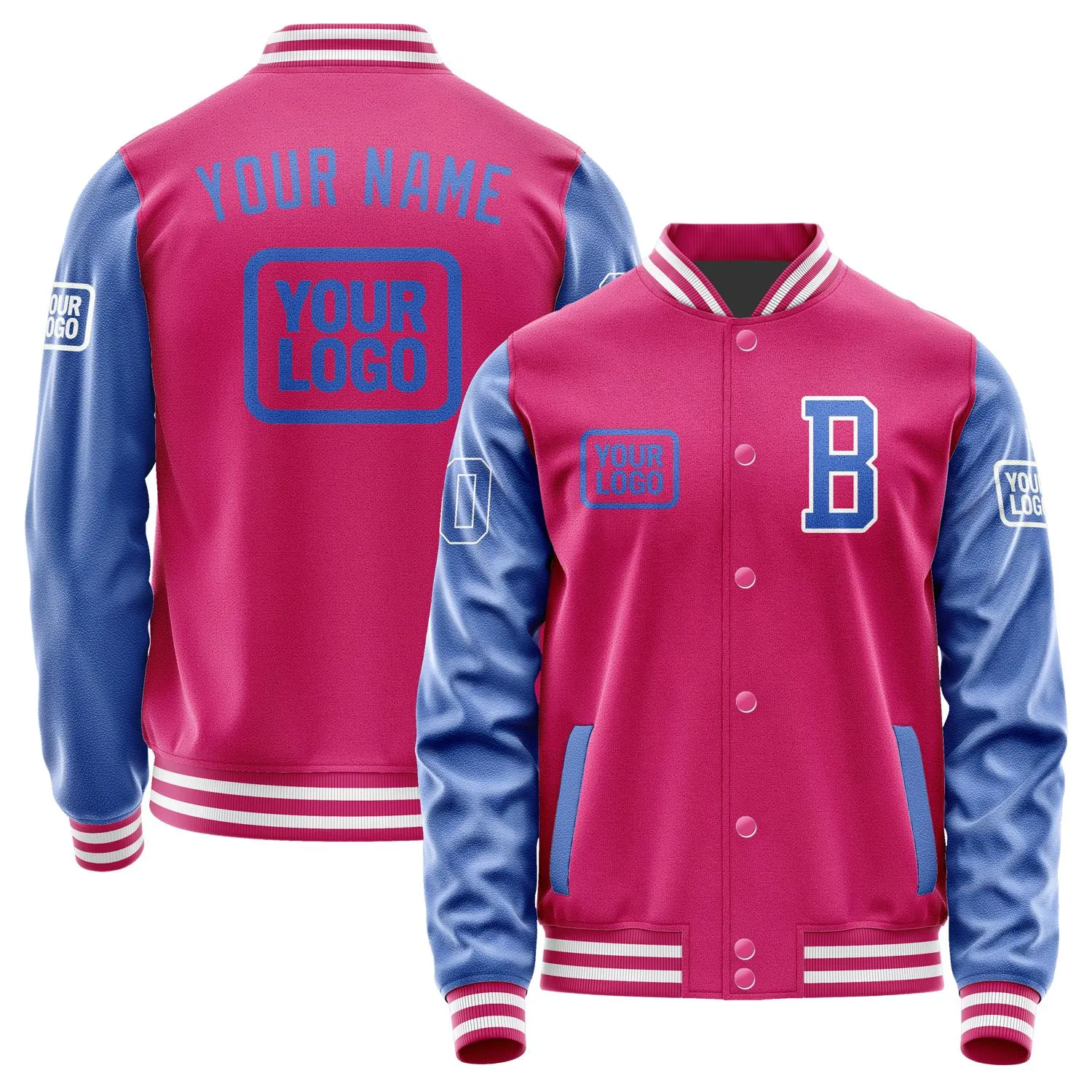 Custom Pink Sky Blue Jacket sold by Tailorly
