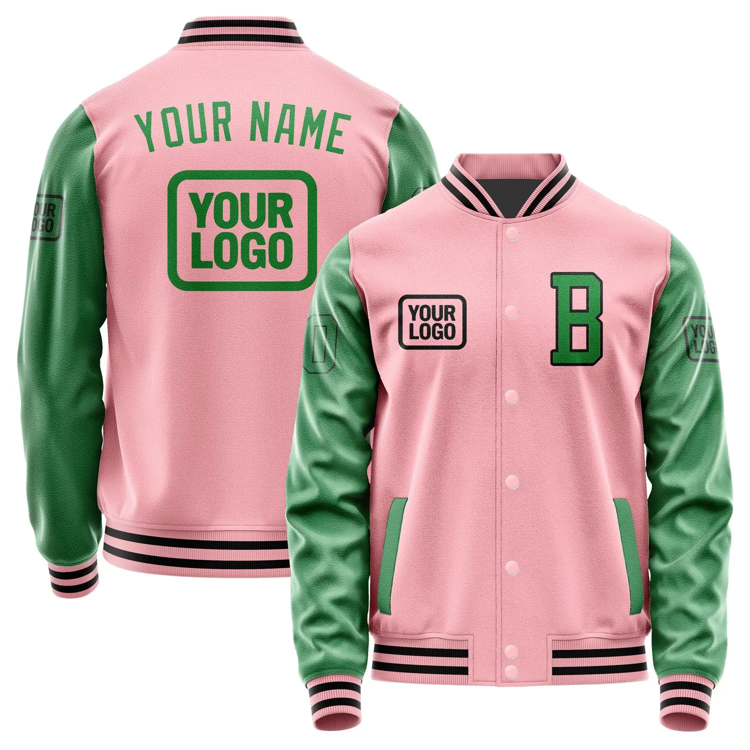 Custom Light Pink Emerald Green Jacket sold by Tailorly